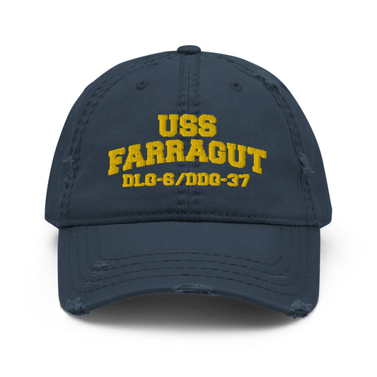 USS FARRAGUT DDG-37 Distressed Dad Hat
