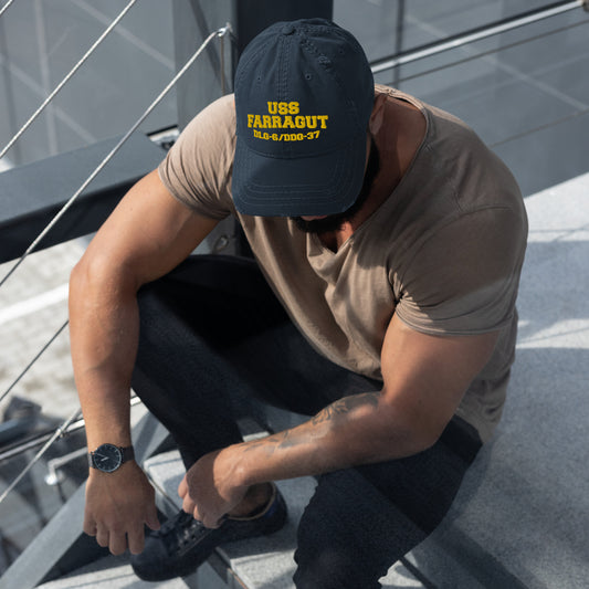 USS FARRAGUT DDG-37 Distressed Dad Hat