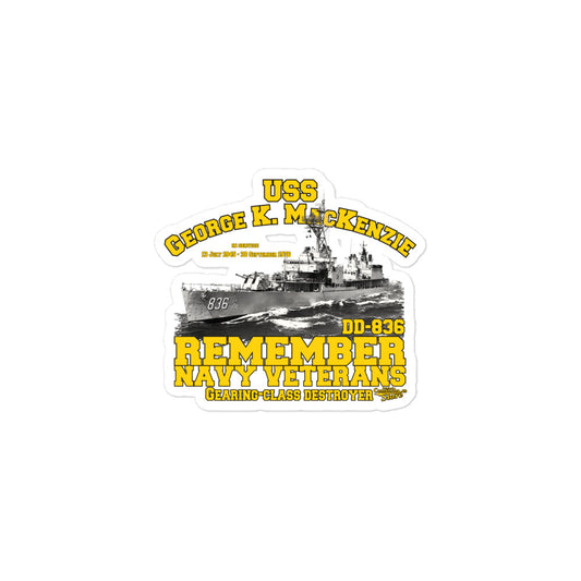 USS George K MacKenzie DD-836 stickers