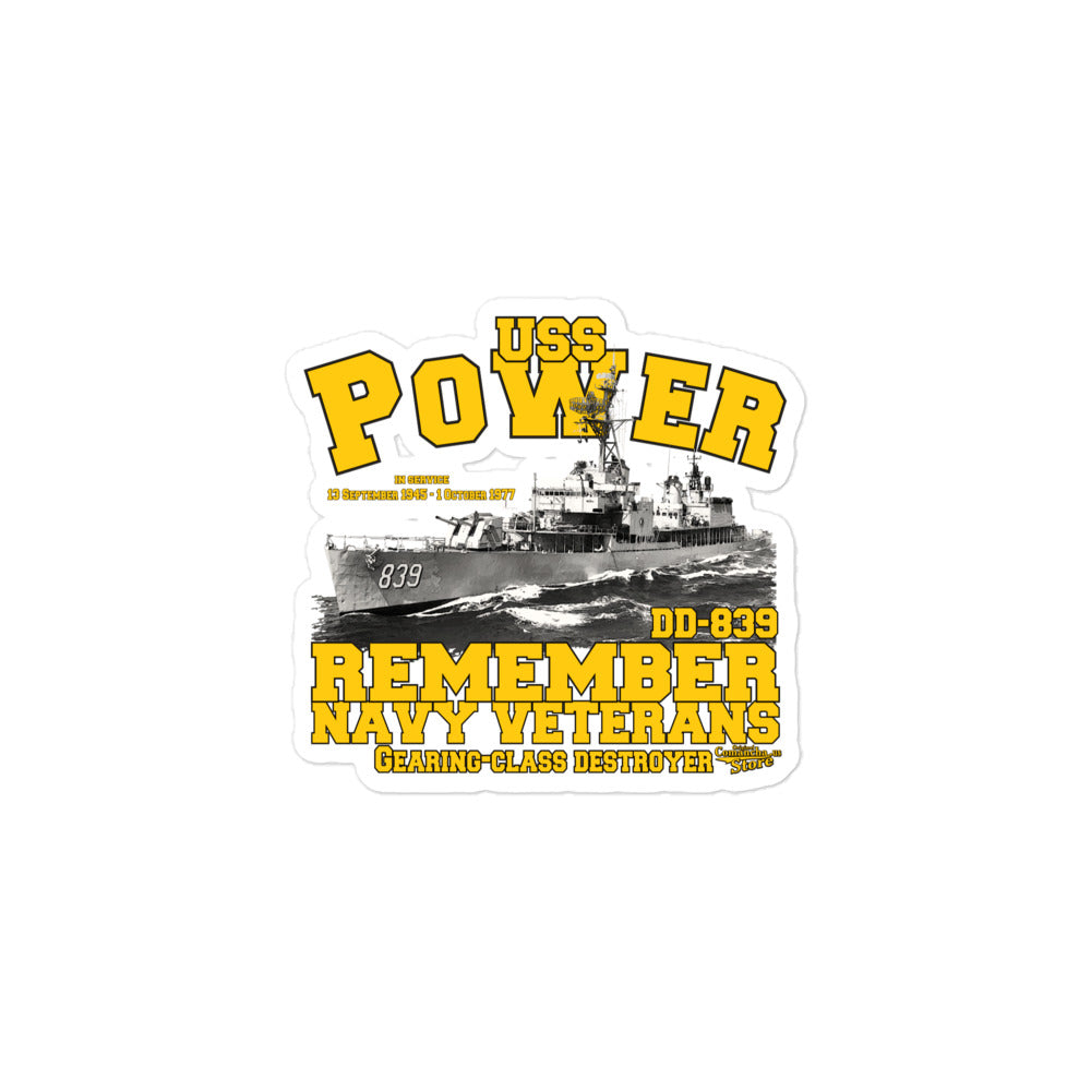 USS Power DD-839 stickers,