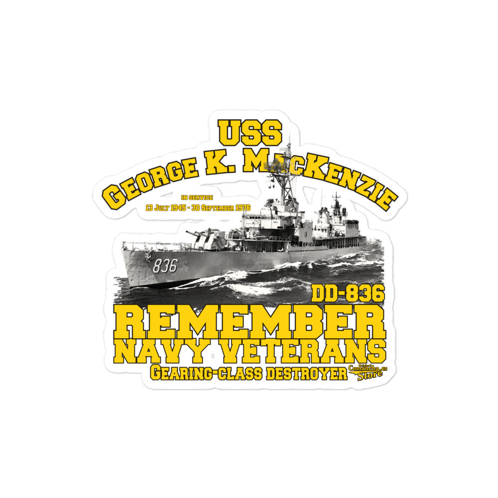 USS George K MacKenzie DD-836 stickers