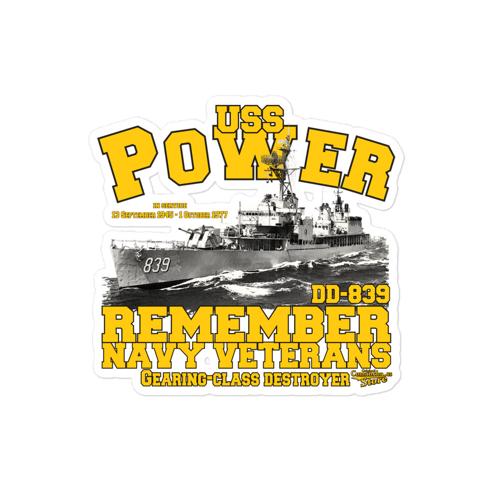 USS Power DD-839 stickers