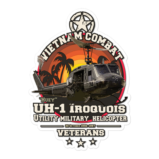 Vietnam Combat - UH-1 Iroquis Hellicopter - Bubble-free stickers