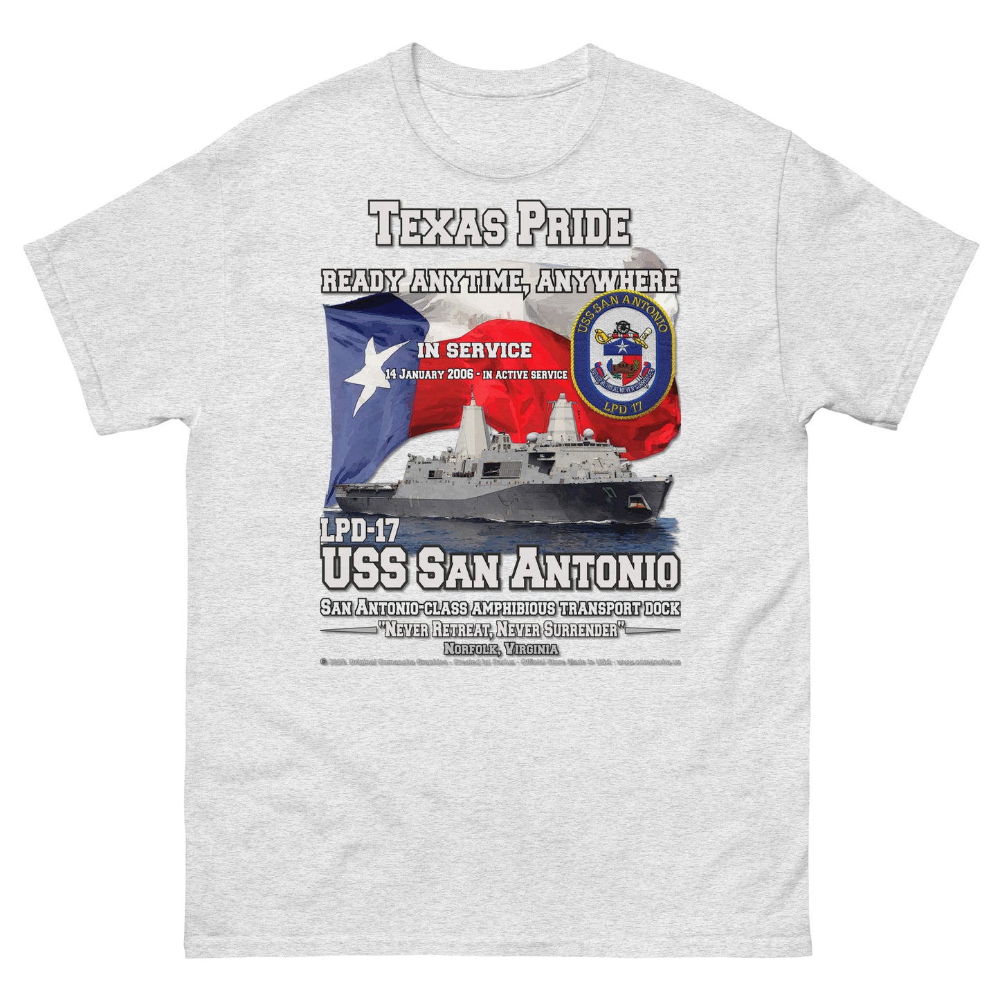USS SAN ANTONIO LPD-17 Amphibious Transport Dock t-shirt