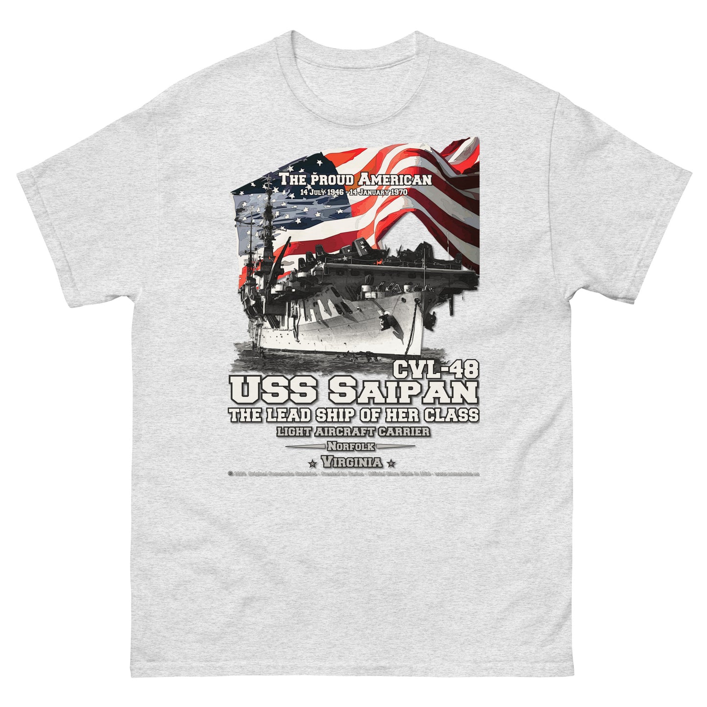 USS SAIPAN CVL-48 Light Aircraft Carrier t-shirt