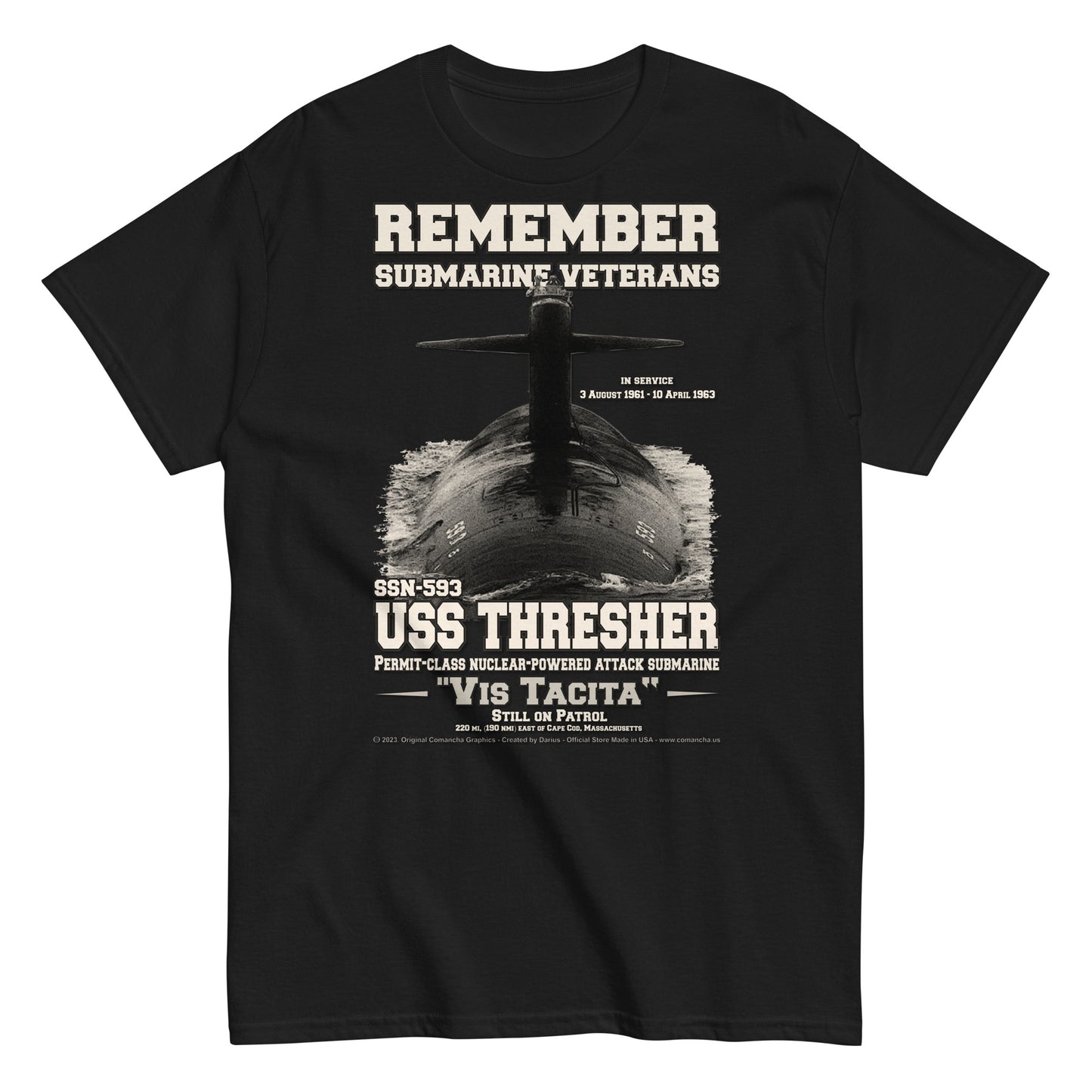 USS THRESHER SSN-593 Submarine Veterans T-shirt, Comancha T-shirts,