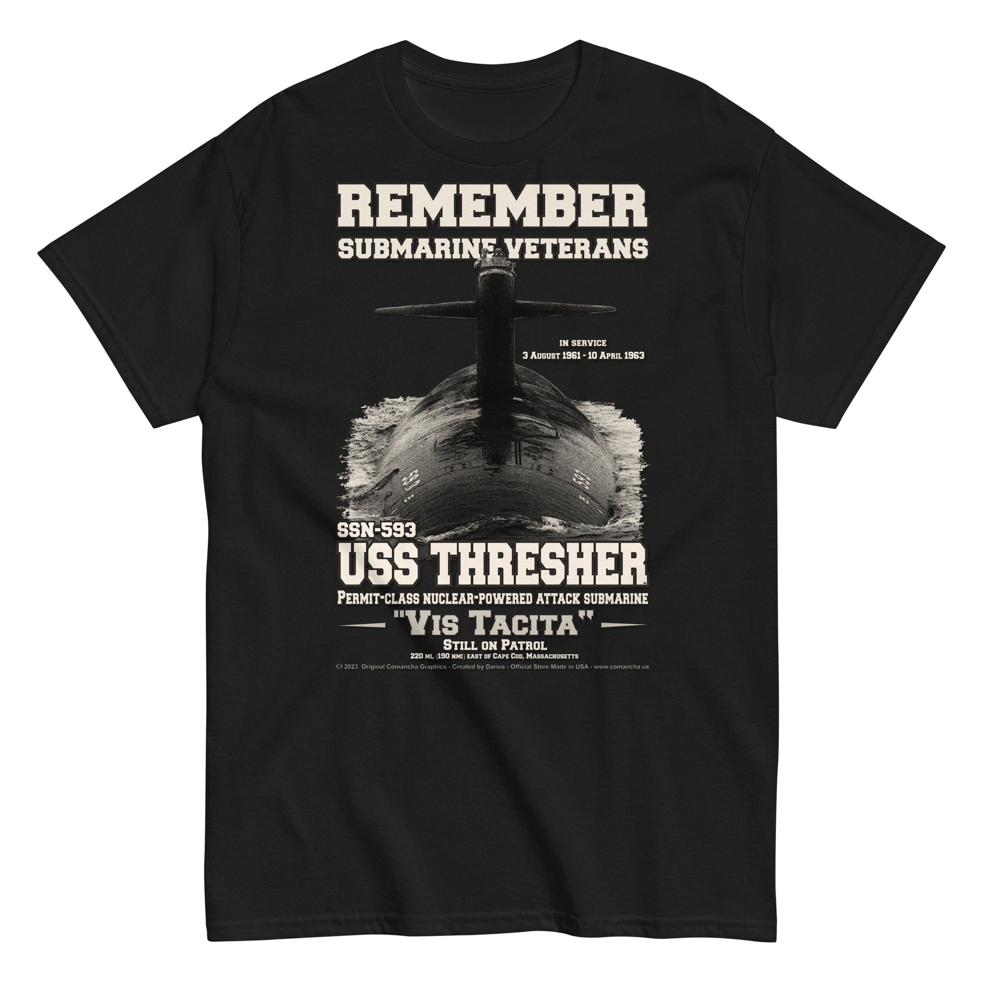 USS THRESHER SSN-593 Submarine Veterans T-shirt, Comancha T-shirts,