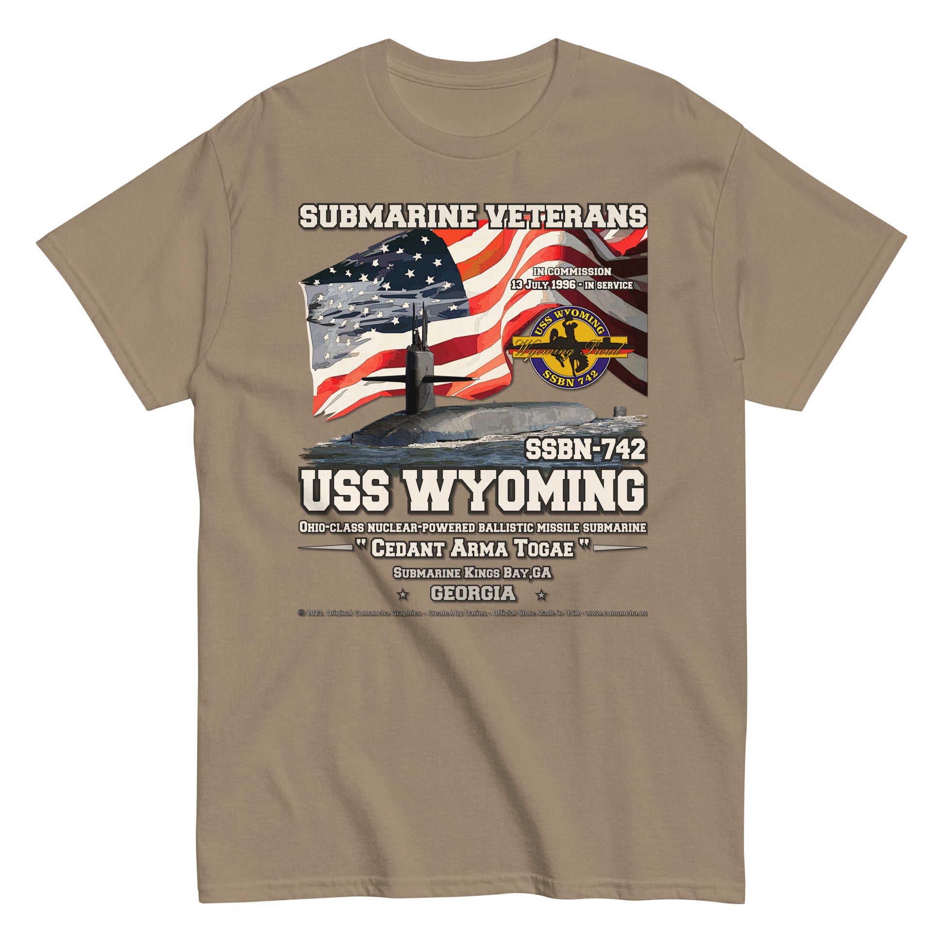 USS WYOMING SSBN-742 Submarine T-shirt, Comancha T-shirts,