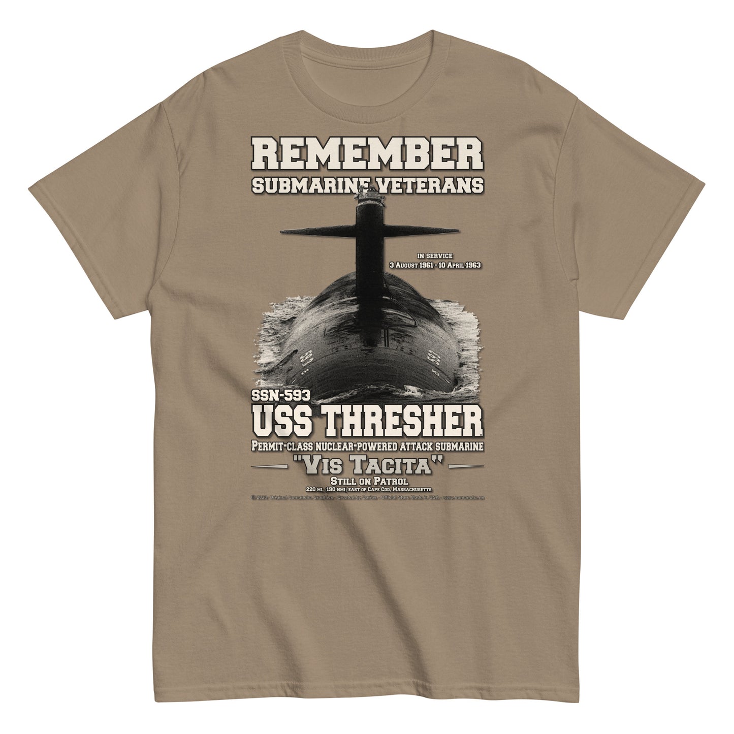 USS THRESHER SSN-593 Submarine Veterans T-shirt, Comancha T-shirts,