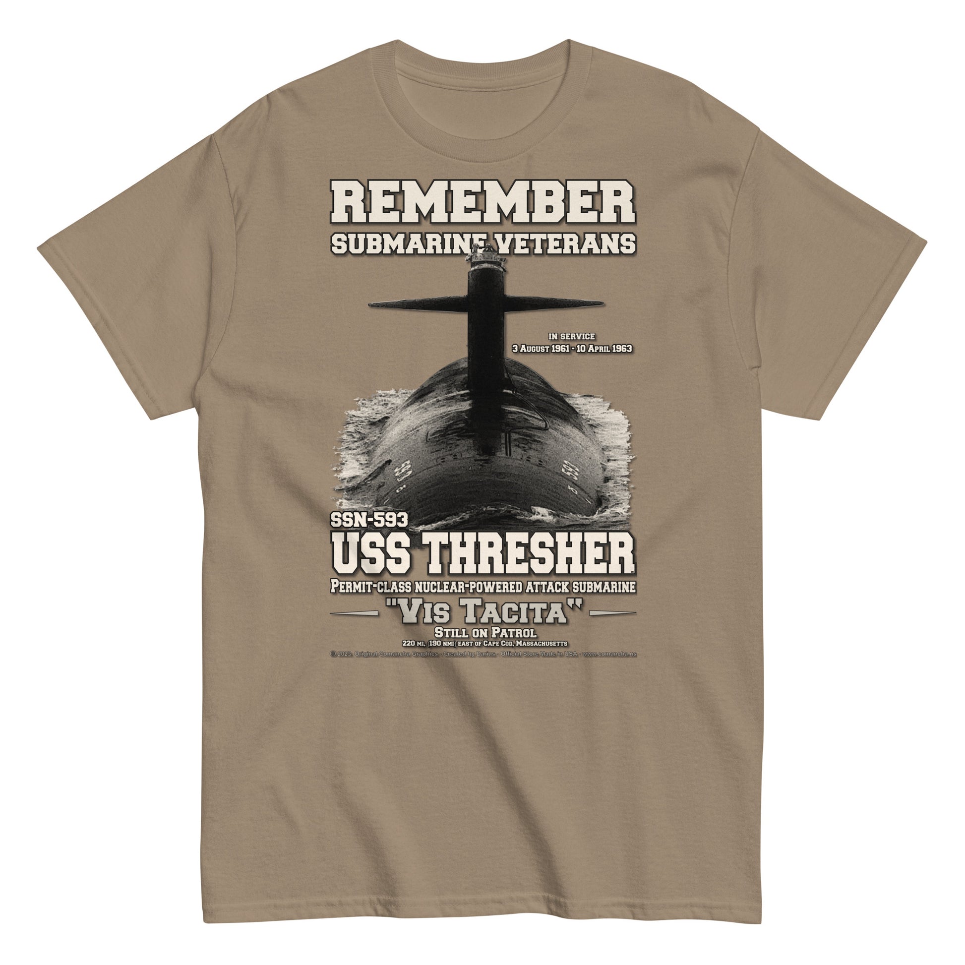USS THRESHER SSN-593 Submarine Veterans T-shirt, Comancha T-shirts,