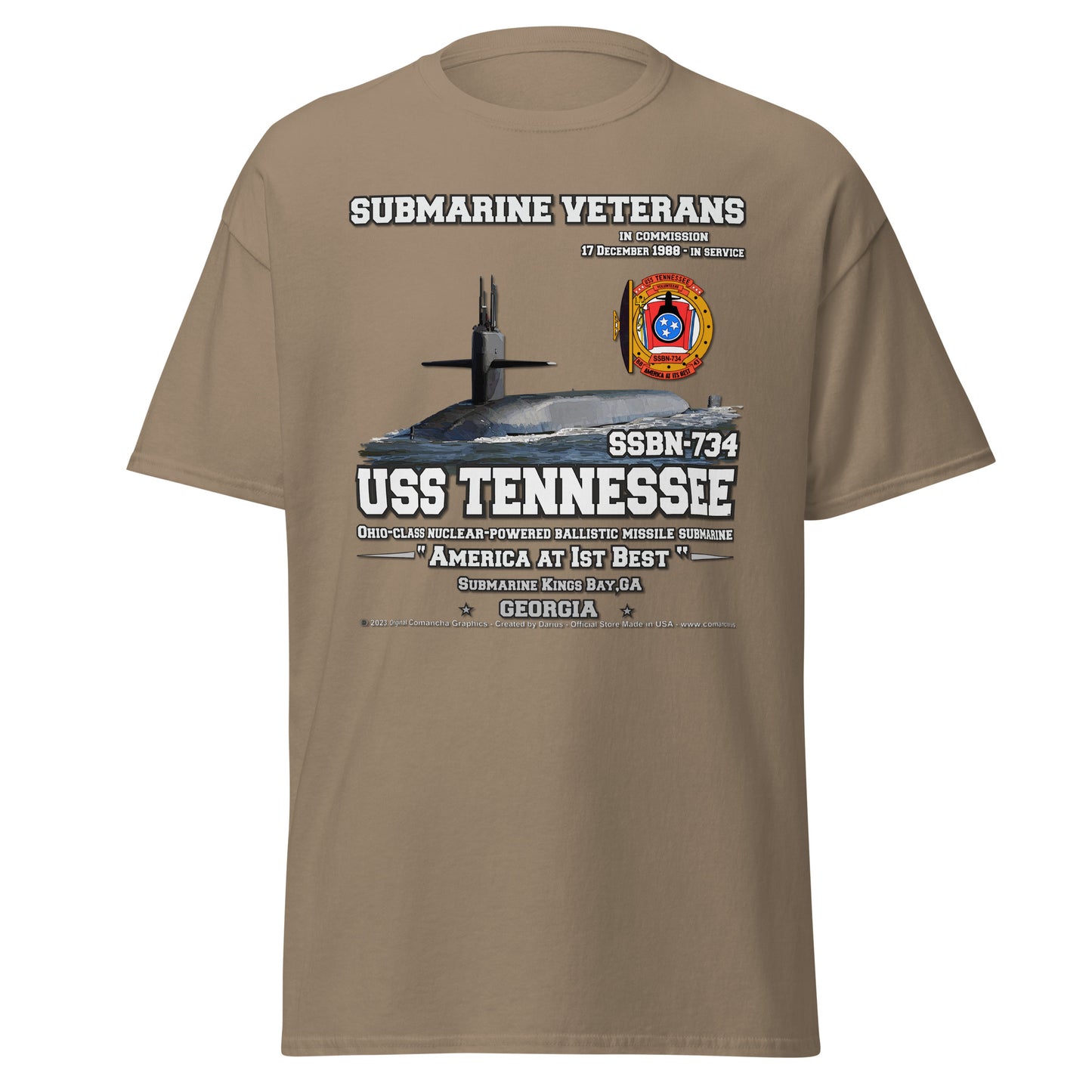 USS TENNESSEE SSN-734 Submarine Veterans T-Shirt, comancha Tees,