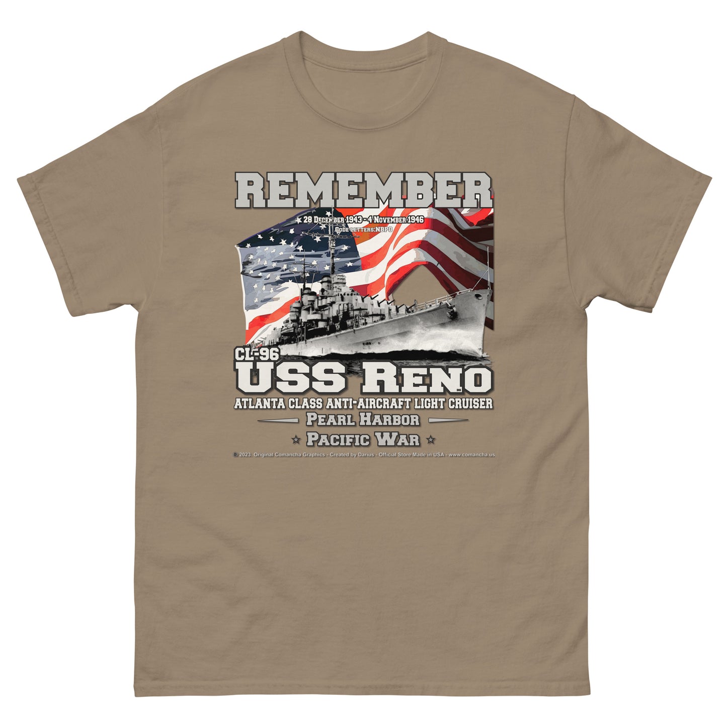USS RENO CL-96 Anti-Aircraft Cruiser T-shirt