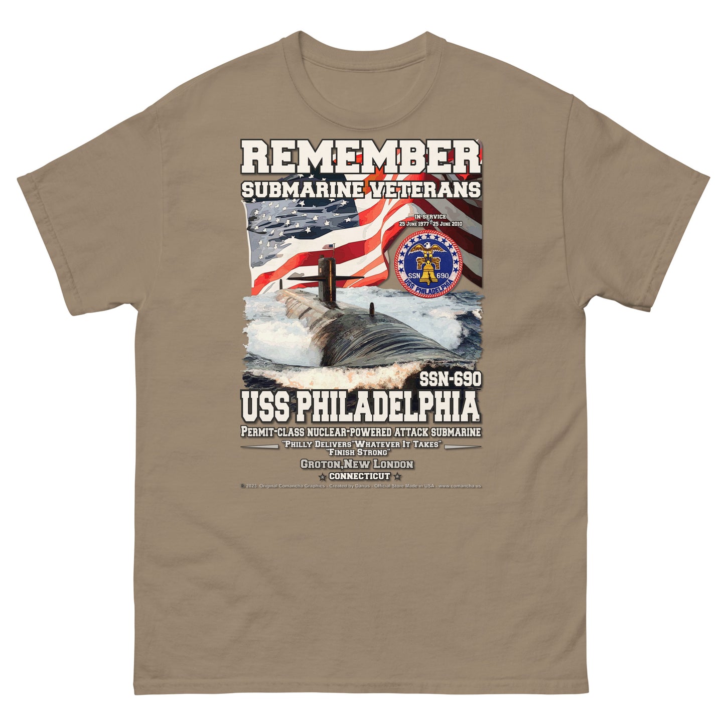 USS PHILADELPHIA SSN-690 Submarine T-Shirt