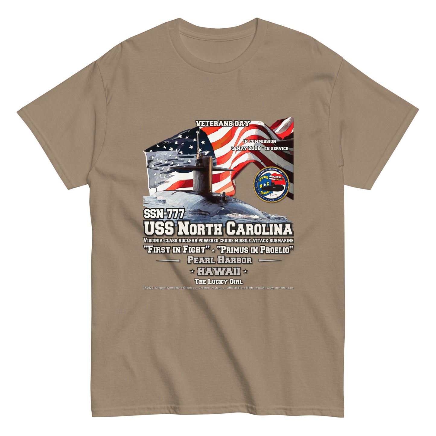 USS NORTH CAROLINA SSN-777 Submarine Veterans Day T-shirt, Comancha,