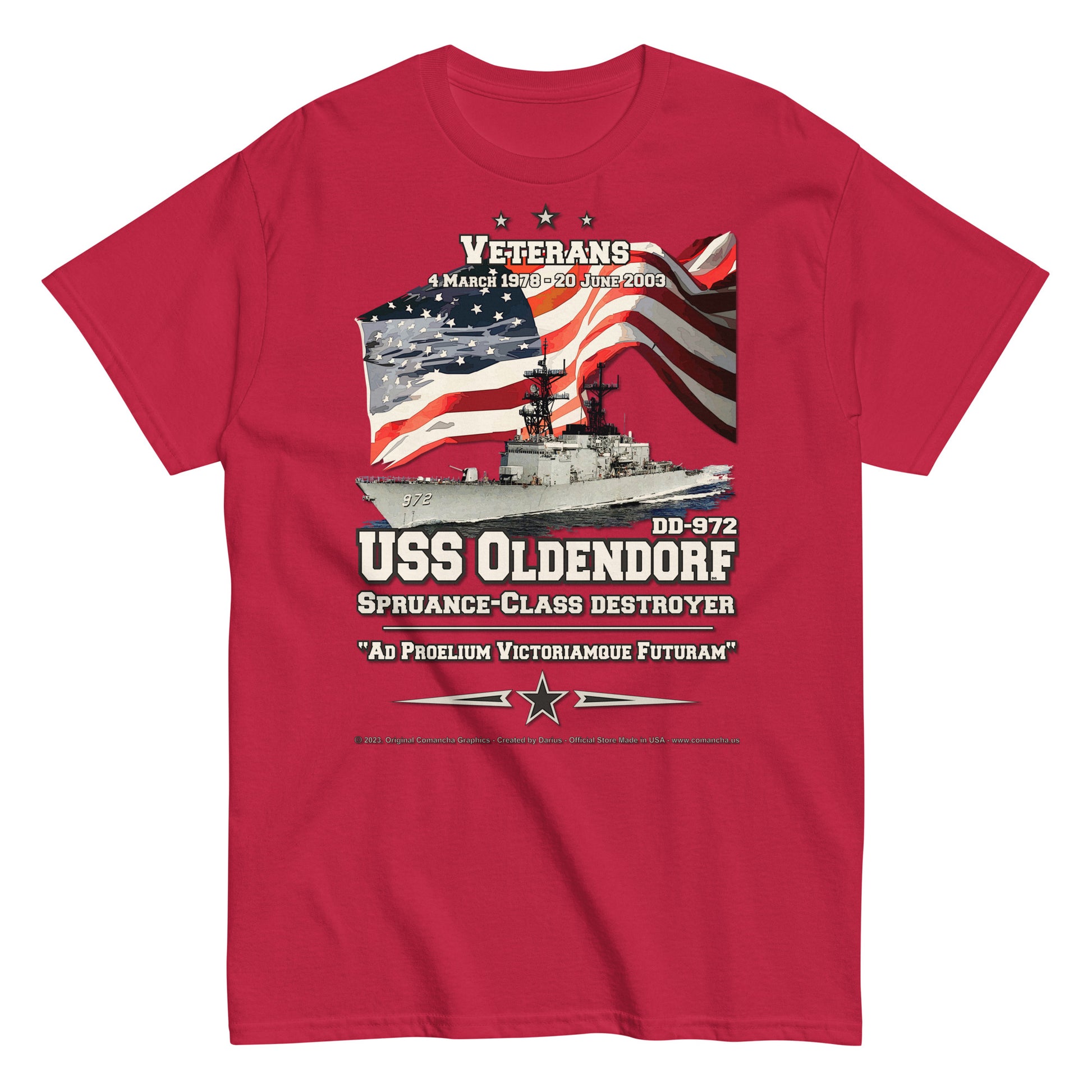 USS OLDENDORF DD-972 US Destroyer T-shirt, Destroyer Veterans, Comancha Graphics,