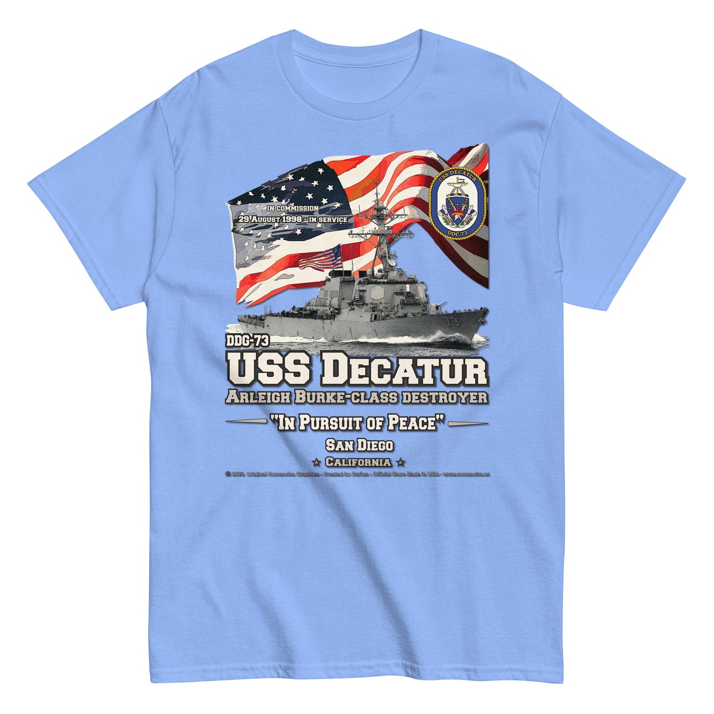 USS DECATUR DDG-73 Destroyer T-shirt, Comancha design,
