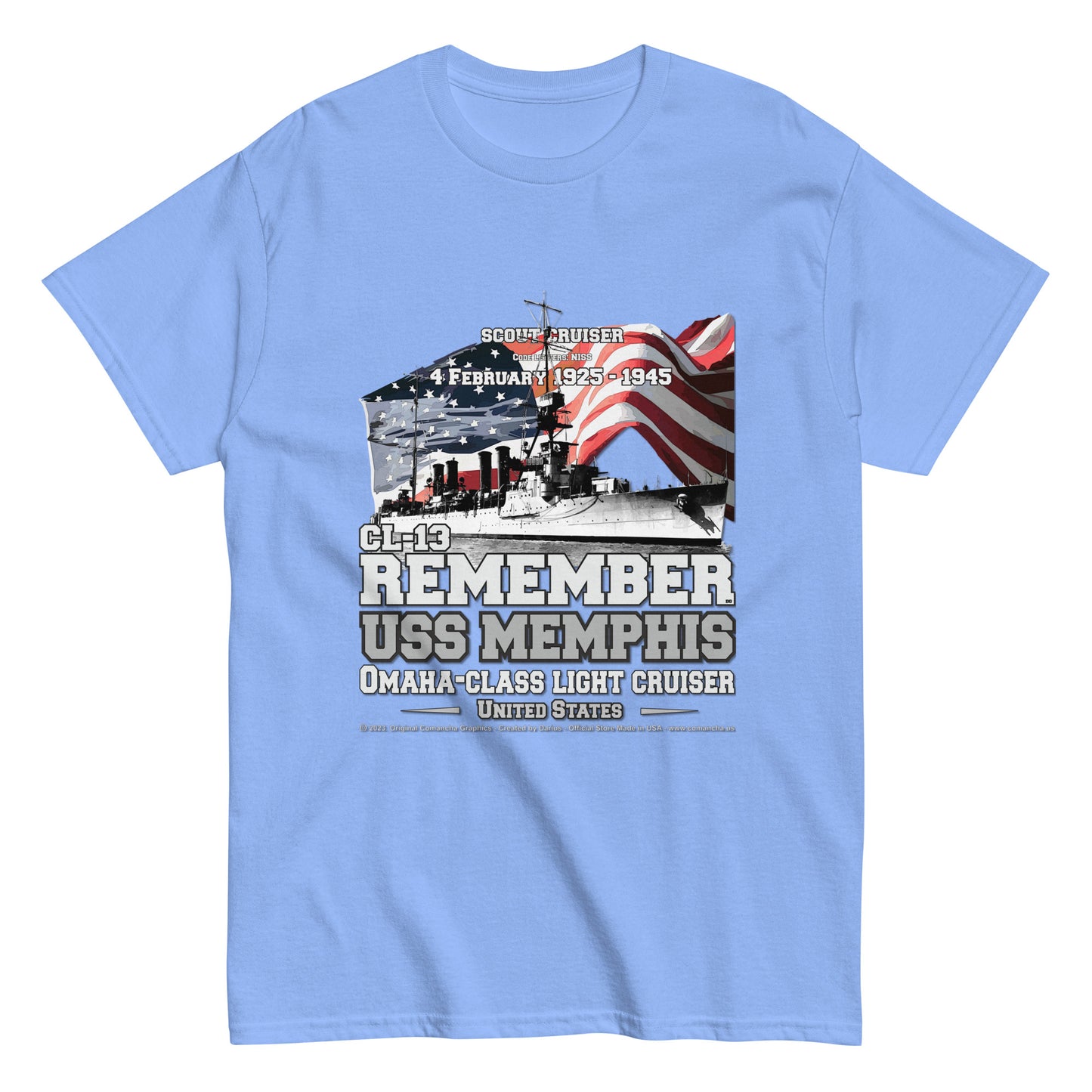 USS MEMPHIS CL-13 Light Cruiser Veterans Classic T-Shirt, Comancha Navy T-shirts,