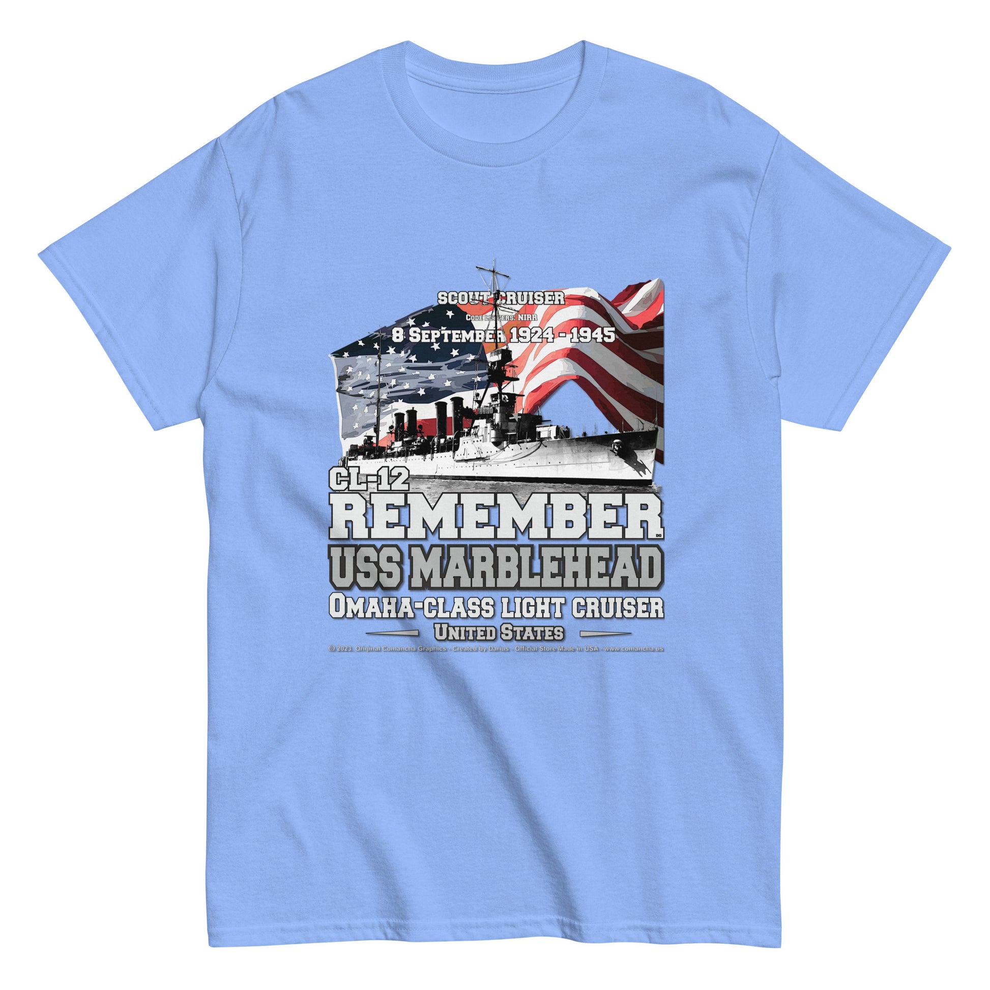 USS MARBLEHEAD CL-12 Light Cruiser Classic T-Shirts, USS MARBLEHEAD CL-12 Veterans T-Shirts,