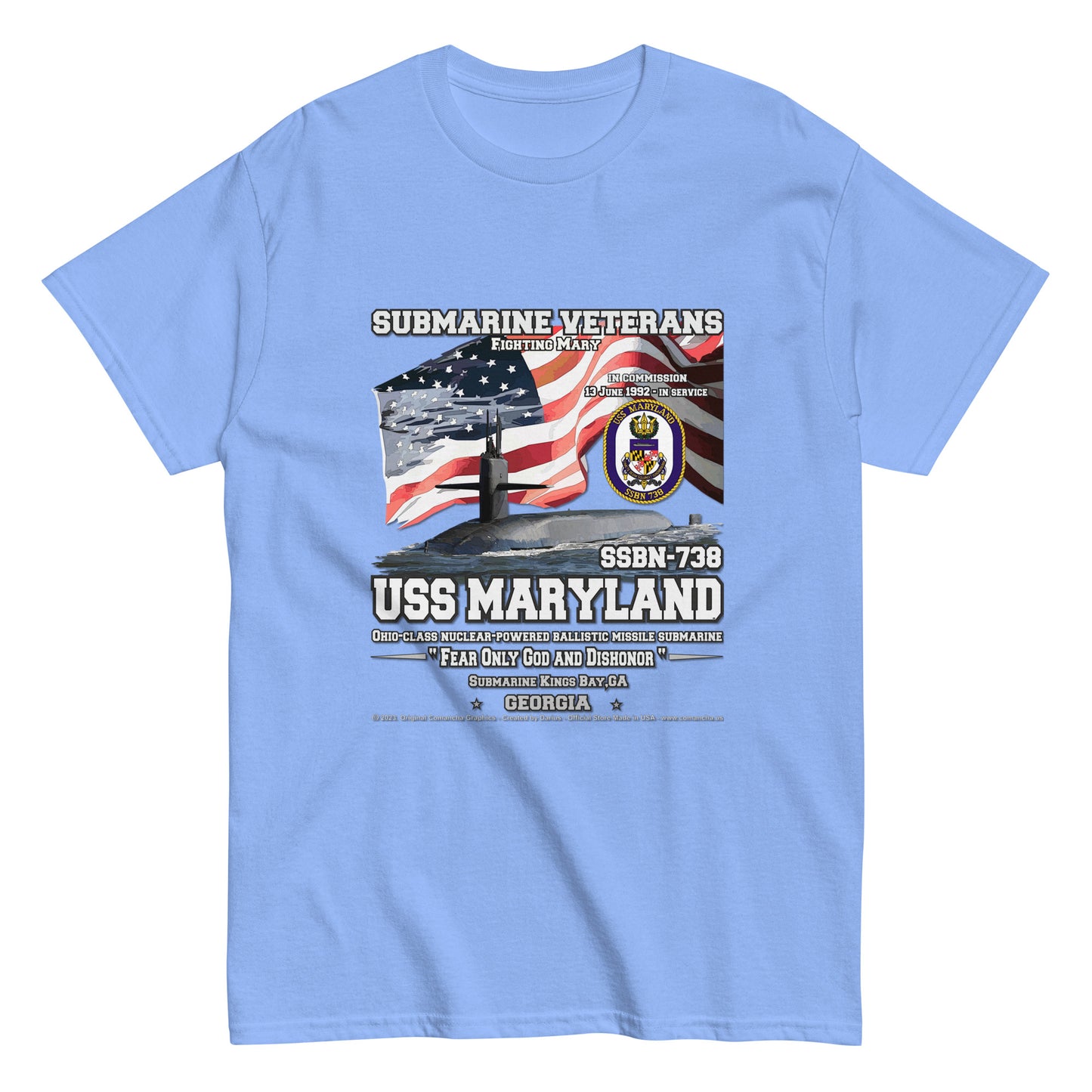 USS MARYLAND SSBN-738 Submarine Veterans Classic T-Shirts, USS MARYLAND SSBN-738 Veterans T-Shirts,