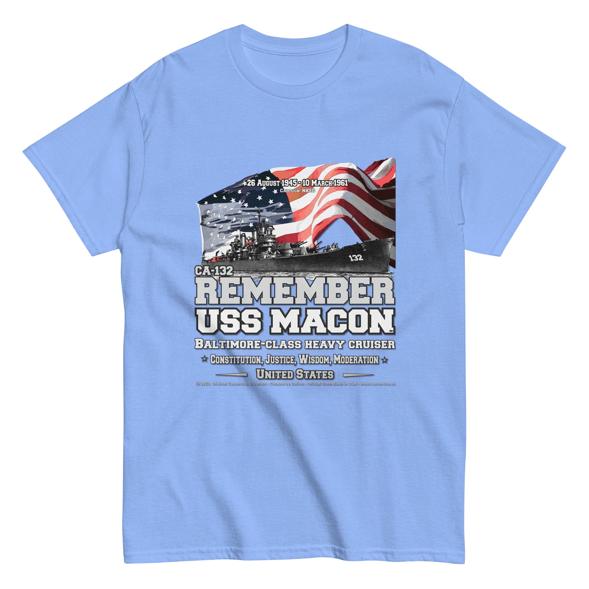 USS MACON CA-132 Heavy Cruiser Veterans Classic T-Shirts, USS MACON CA-132 T-Shirts,