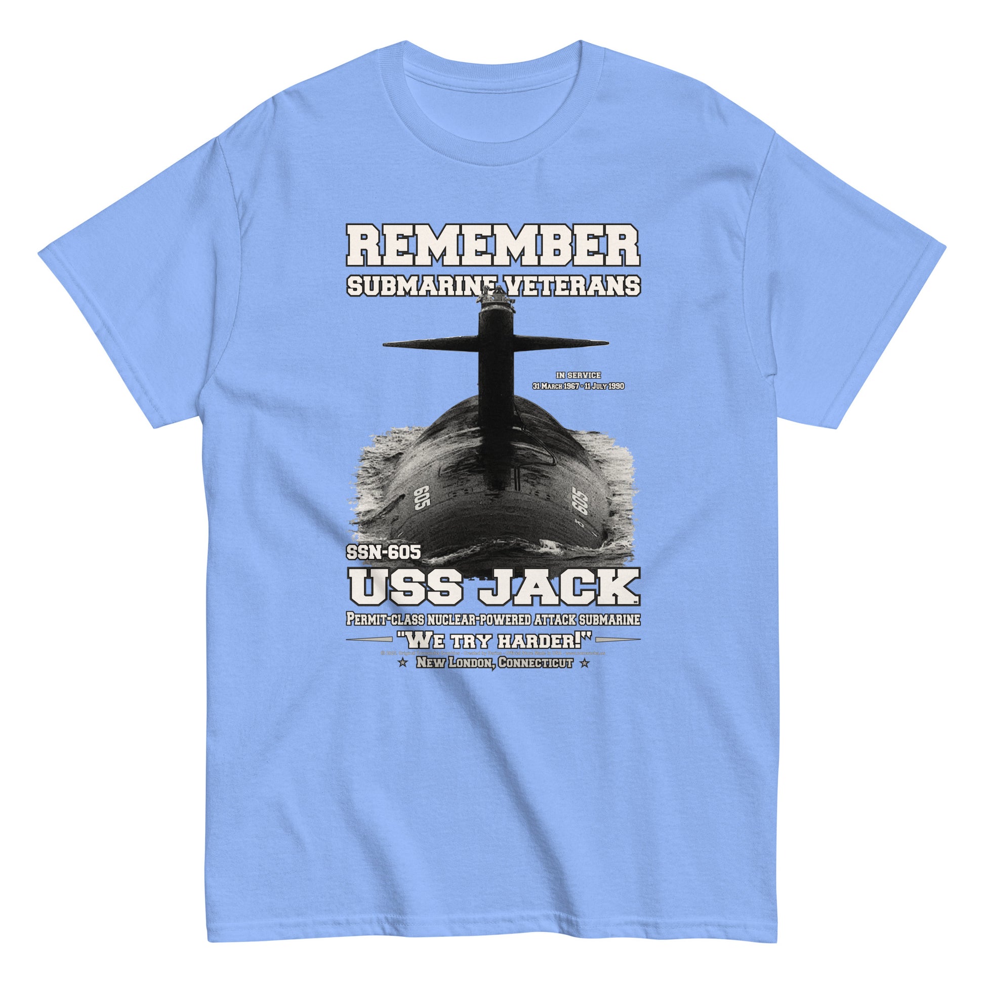 USS JACK SSN-605 Tshirt, US Navy Submarine Veterans T-Shirt, Comancha United States Ships T-shirts, USS JACK SSN-605 Submarine  T-Shirt,