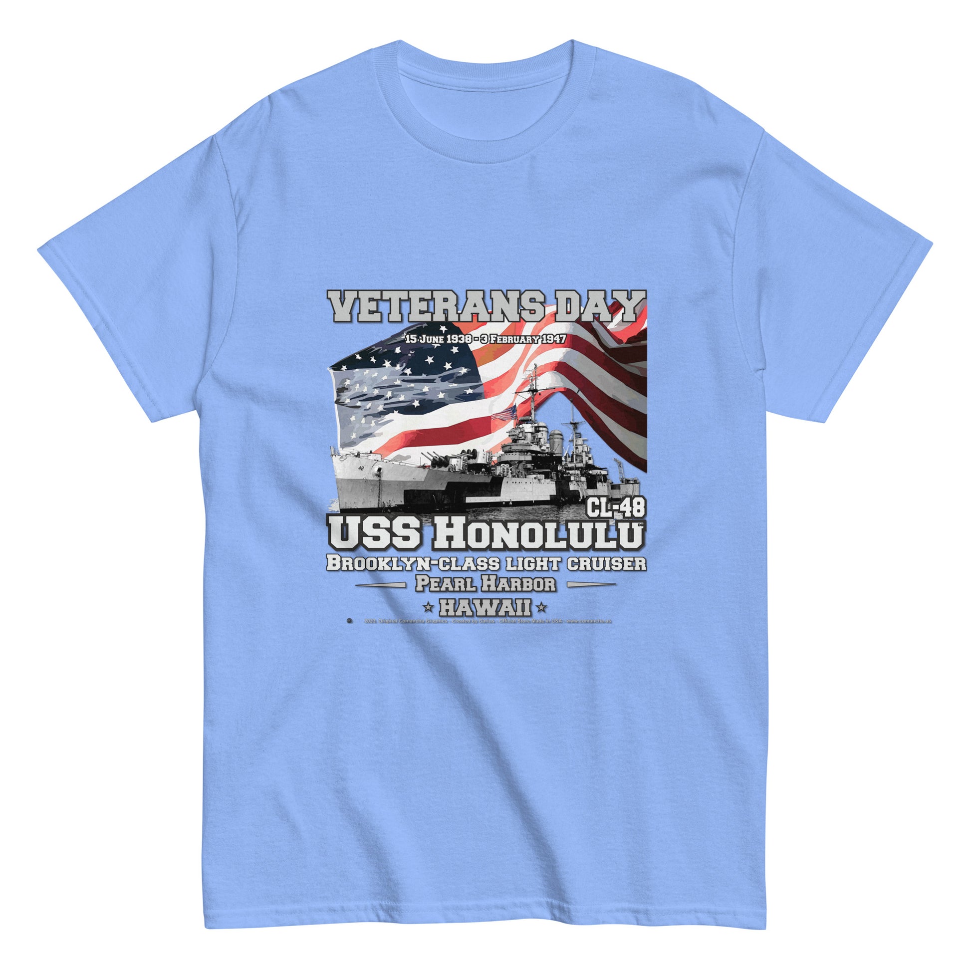 USS HONOLULU CL-48 Cruiser Veterans Classic T-Shirt, Comancha Navy T-shirt Store, USS HONOLULU CL-48 t-shirt, US Cruiser Veterans Classic T-Shirt, US Navy Veterans  T-shirts, Comancha Graphics T-shirt Store,