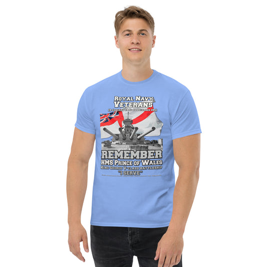HMS PRINCE OF WALES Royal Navy Battleship T-Shirt, HMS PRINCE OF WALES T-Shirt, HMS PRINCE OF WALES veterans tee, HMS PRINCE OF WALES royal navy tee, comancha tees,