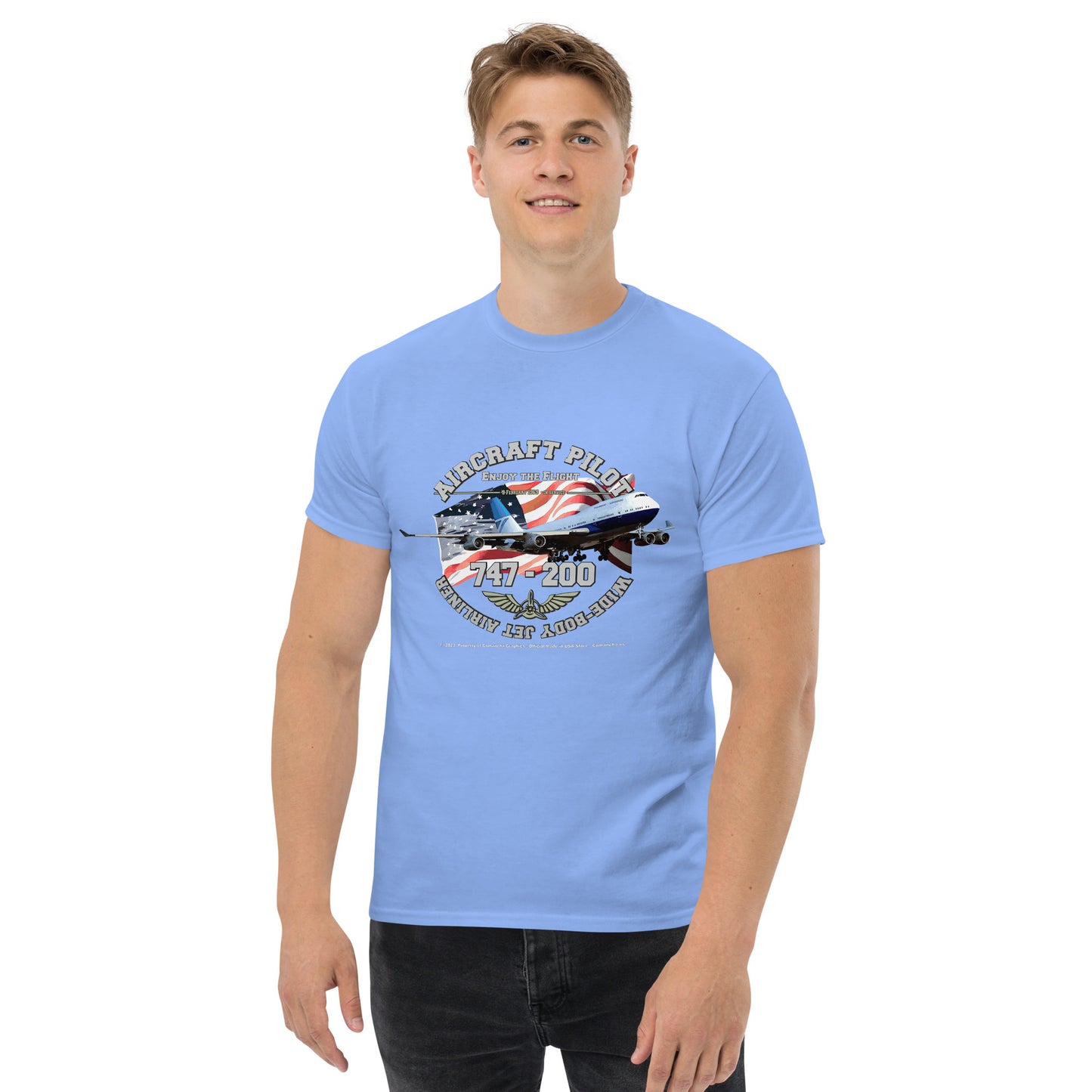 747 - 200 Aircraft Pilot T-shirt ,747 AIRLINER TEE,747 t-shirt,comancha,
