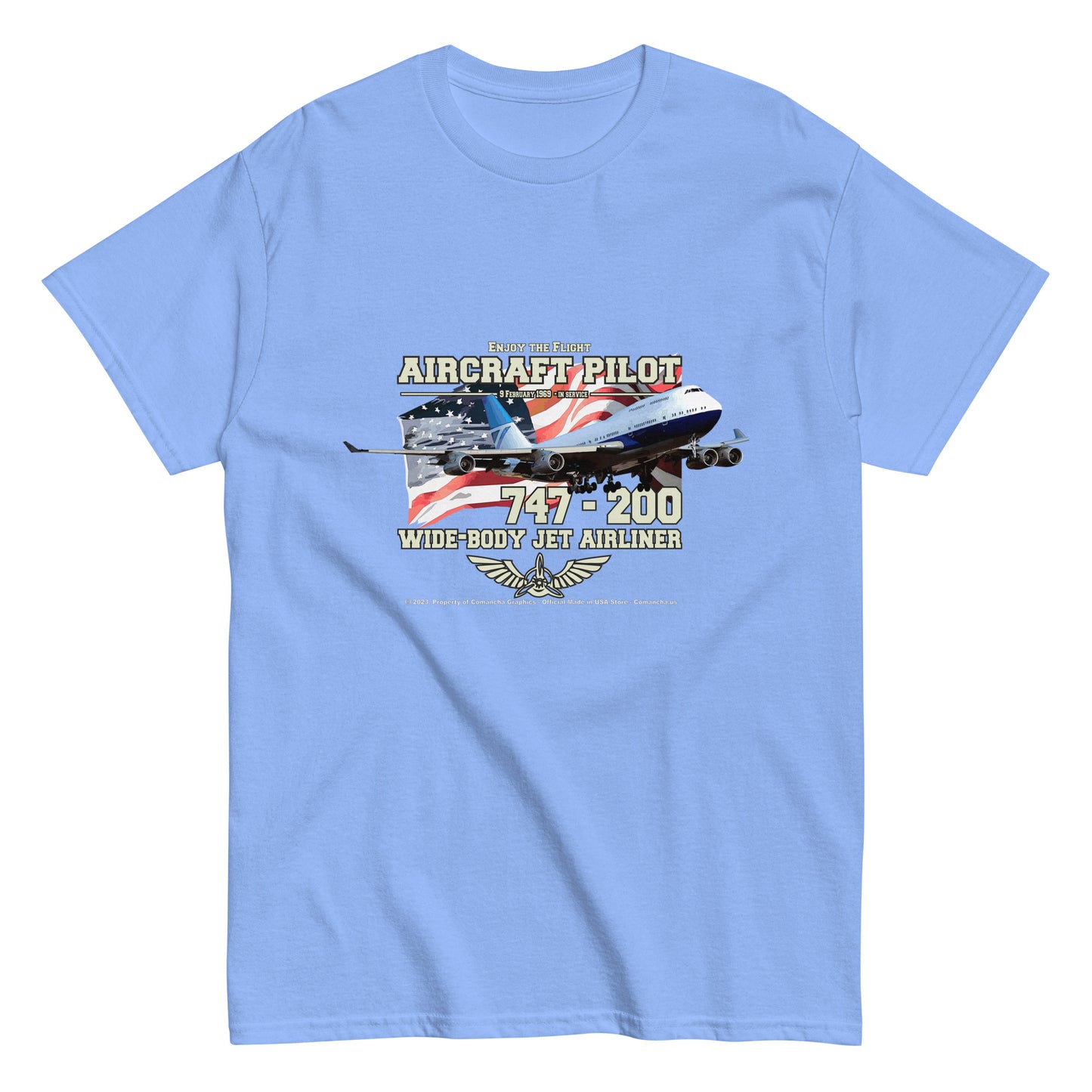 747 - 200 Aircraft Pilot T-shirt ,747 AIRLINER TEE,747 t-shirt,comancha,