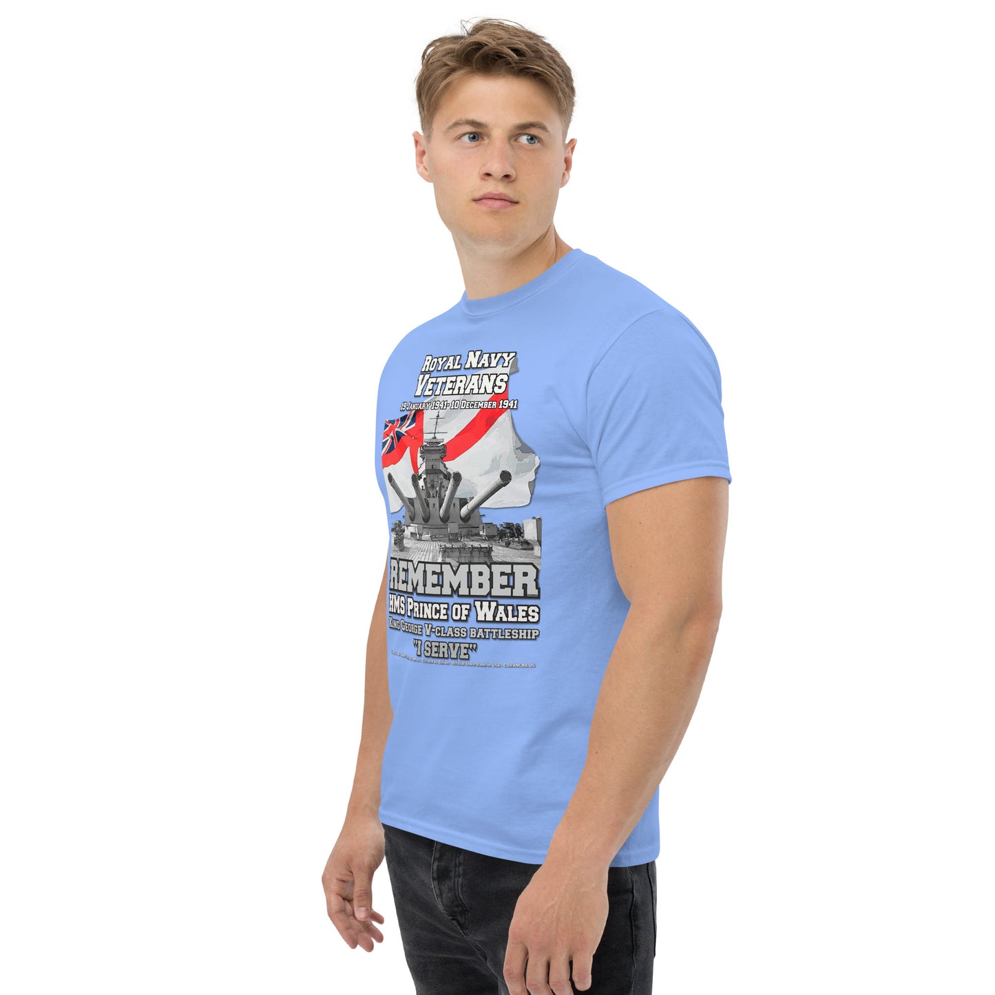 HMS PRINCE OF WALES Royal Navy Battleship T-Shirt, HMS PRINCE OF WALES T-Shirt, HMS PRINCE OF WALES veterans tee, HMS PRINCE OF WALES royal navy tee, comancha tees,