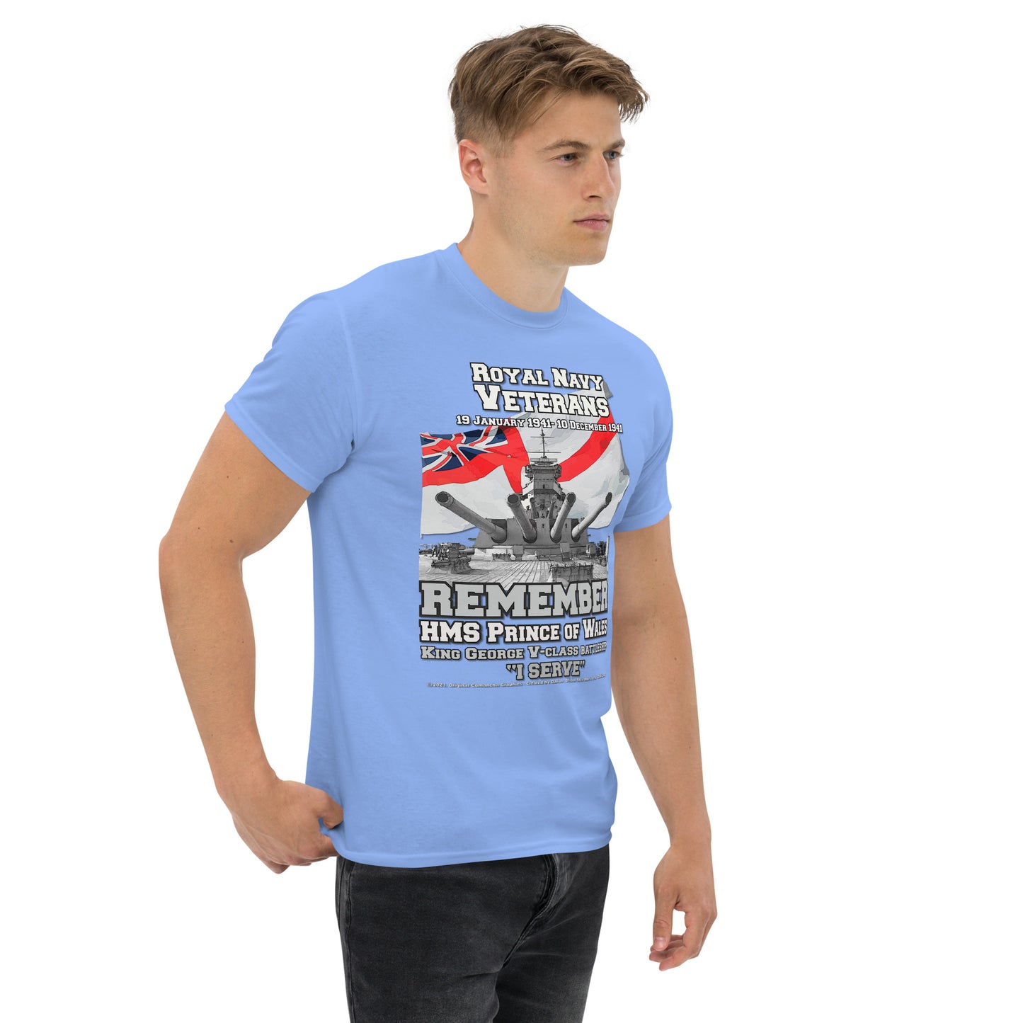 HMS PRINCE OF WALES Royal Navy Battleship T-Shirt, HMS PRINCE OF WALES T-Shirt, HMS PRINCE OF WALES veterans tee, HMS PRINCE OF WALES royal navy tee, comancha tees,