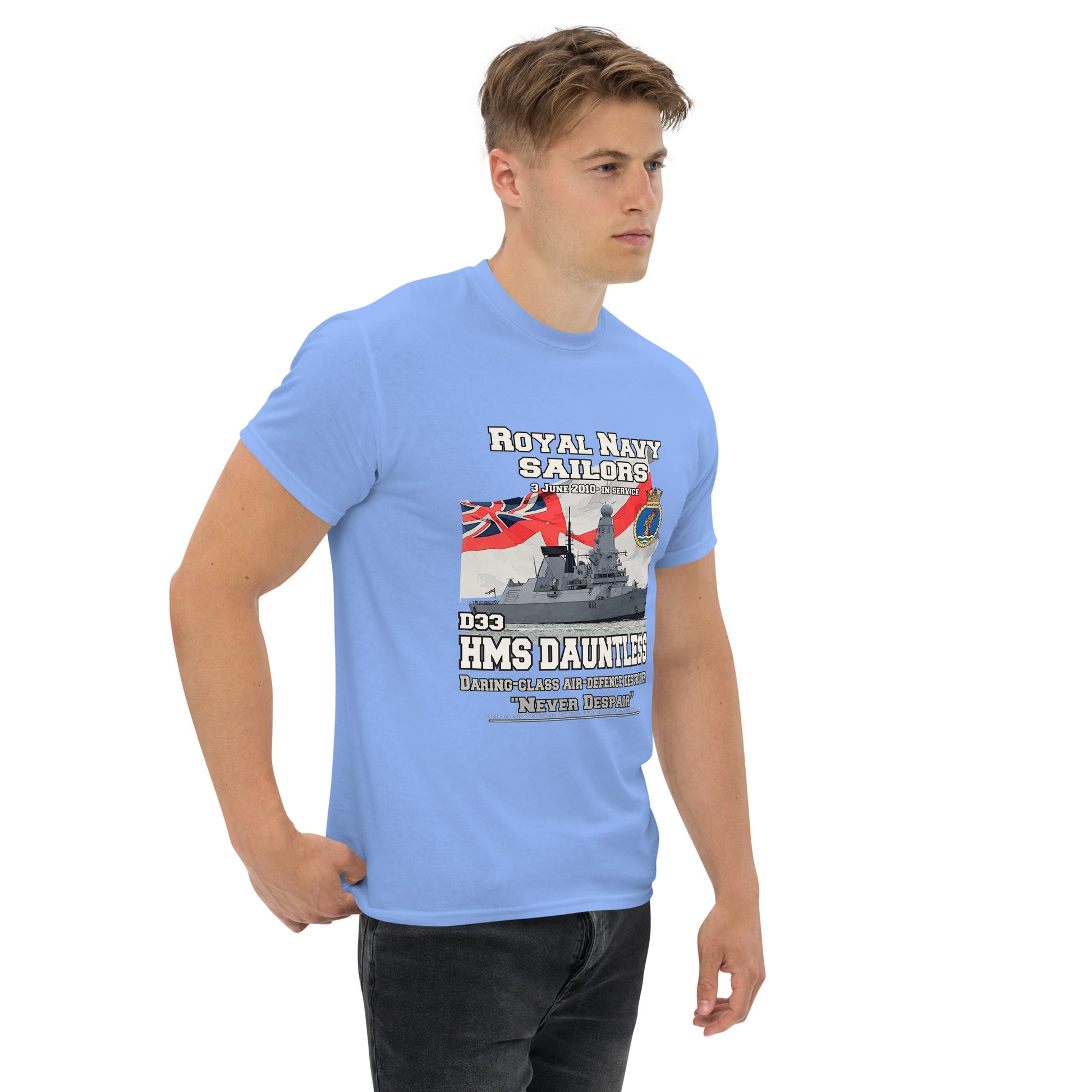 HMS Dauntless tee, HMS Dauntless veterans tee,HMS Dauntless D32 tee,Destroyer T-shirt, Comancha Graphics,