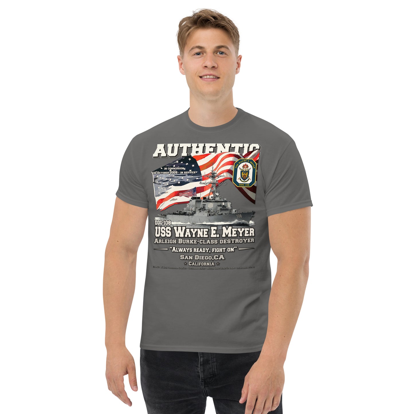 USS Wayne Meyer Destroyer classic t-shirt, Comancha Military T-shirts,
