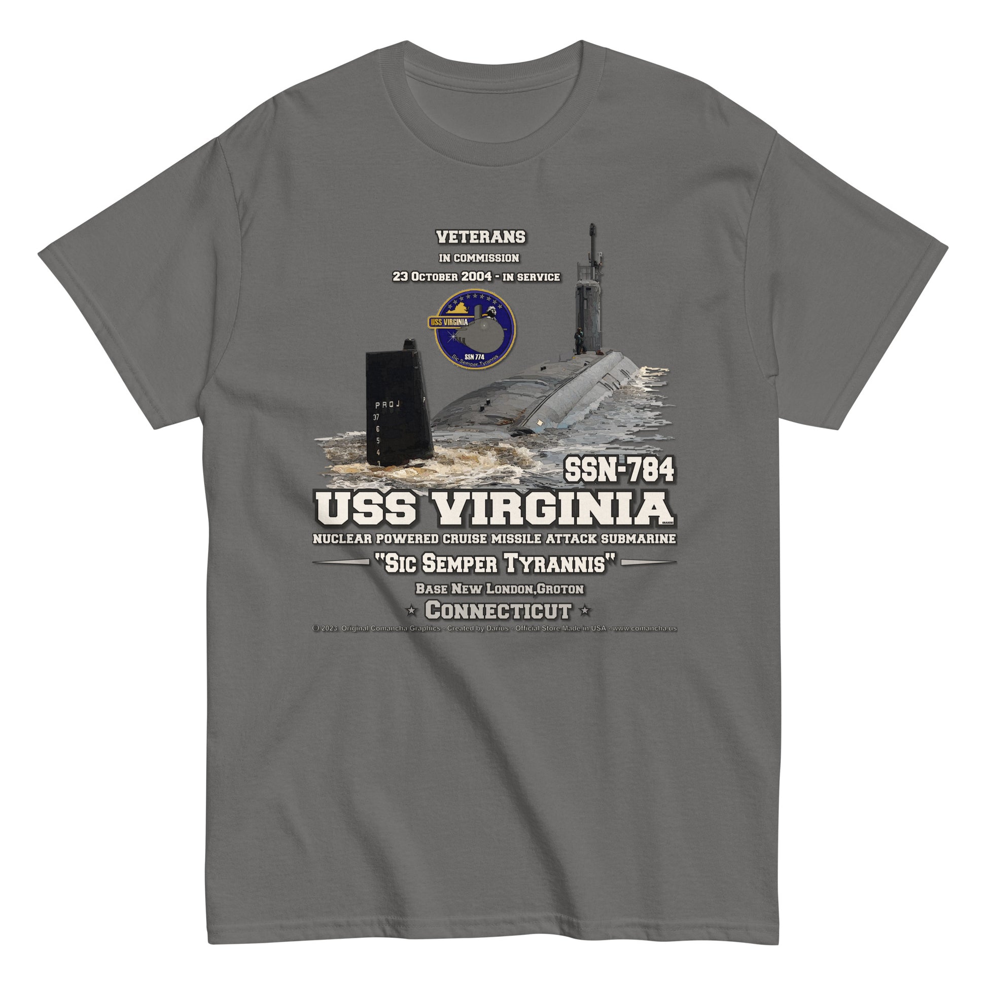 USS VIRGINIA SSN-784 Submarine T-shirt, Comancha T-Shirt,