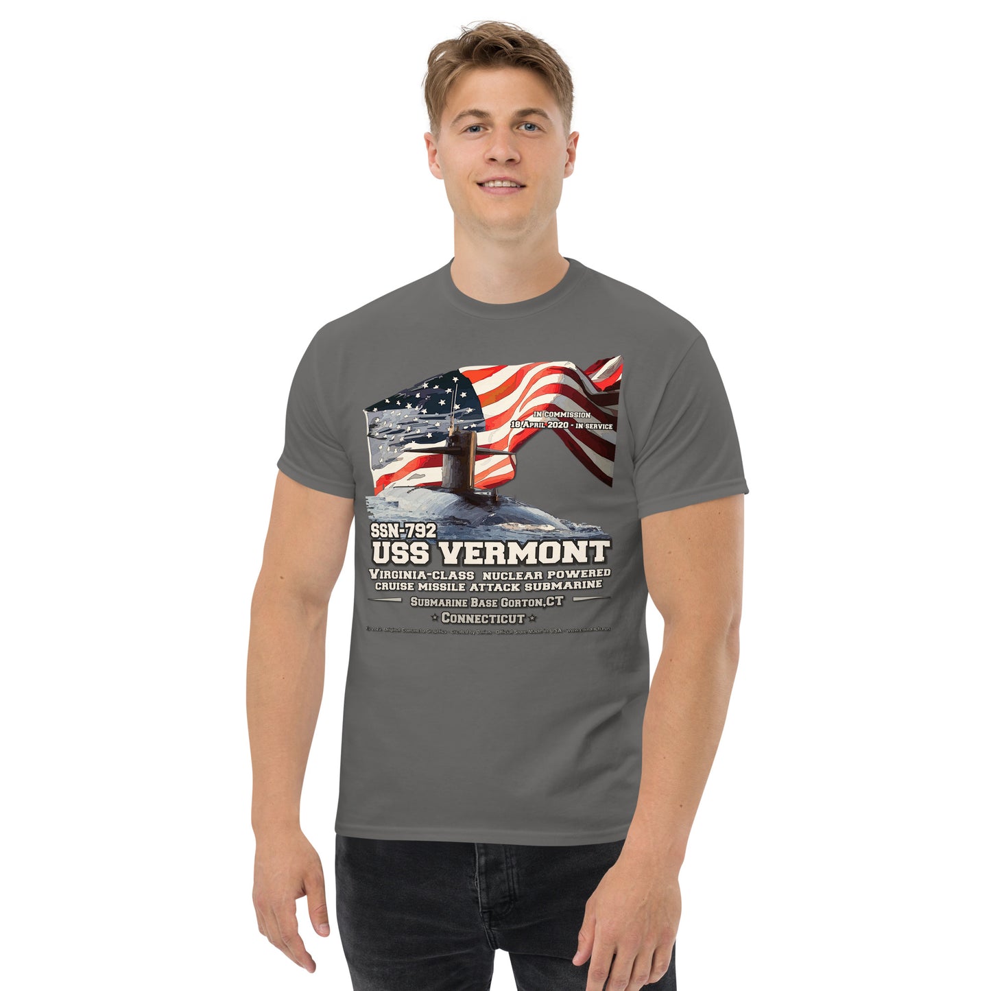 USS VERMONT SSN-792 Submarine T-shirt, Comancha T-Shirt,