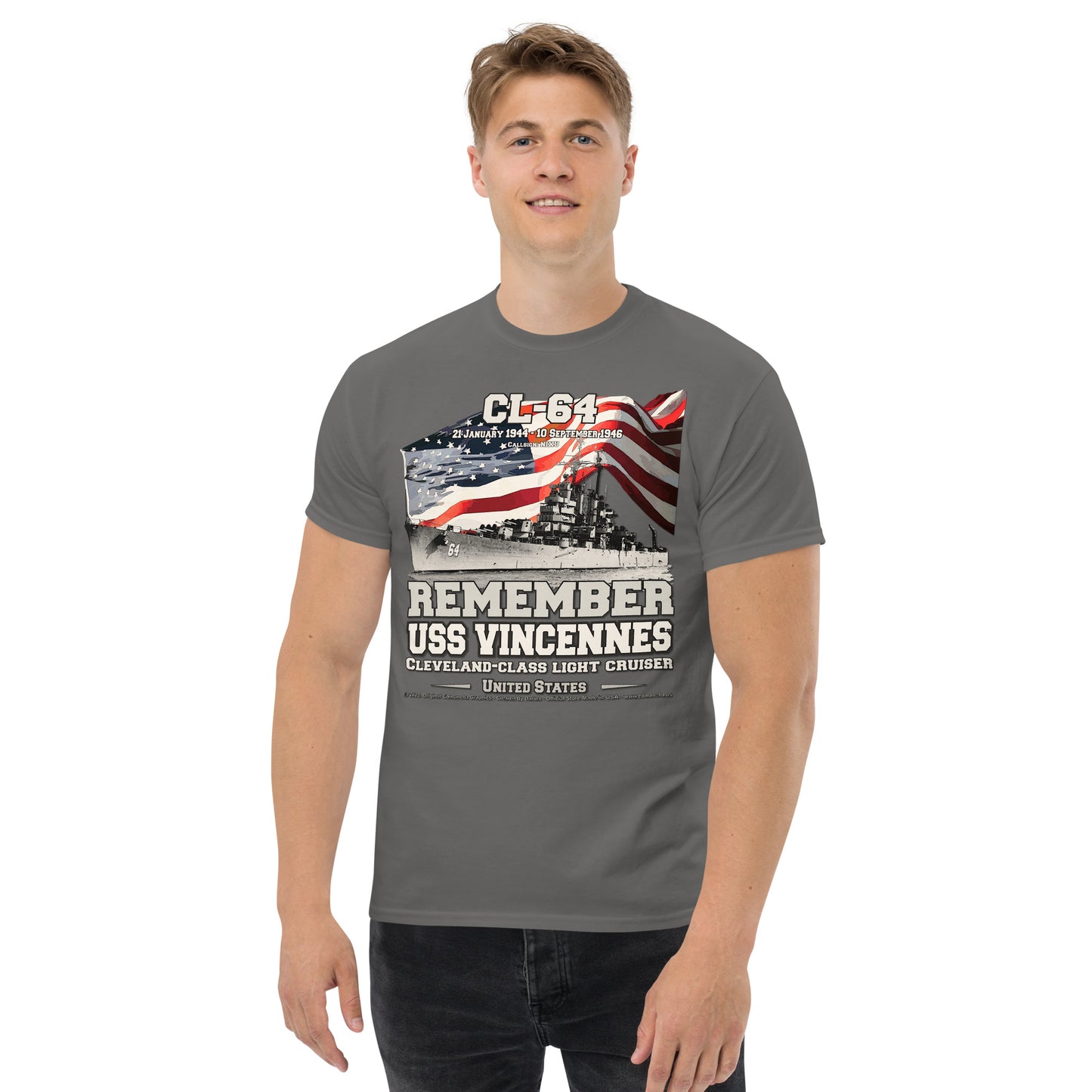 USS VINCENNES CL-64 Light Cruiser T-shirt, Comancha t-shirt,