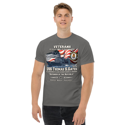 USS THOMAS GATES CG-51 Missile Cruiser Veterans Tee, Comancha Graphics,