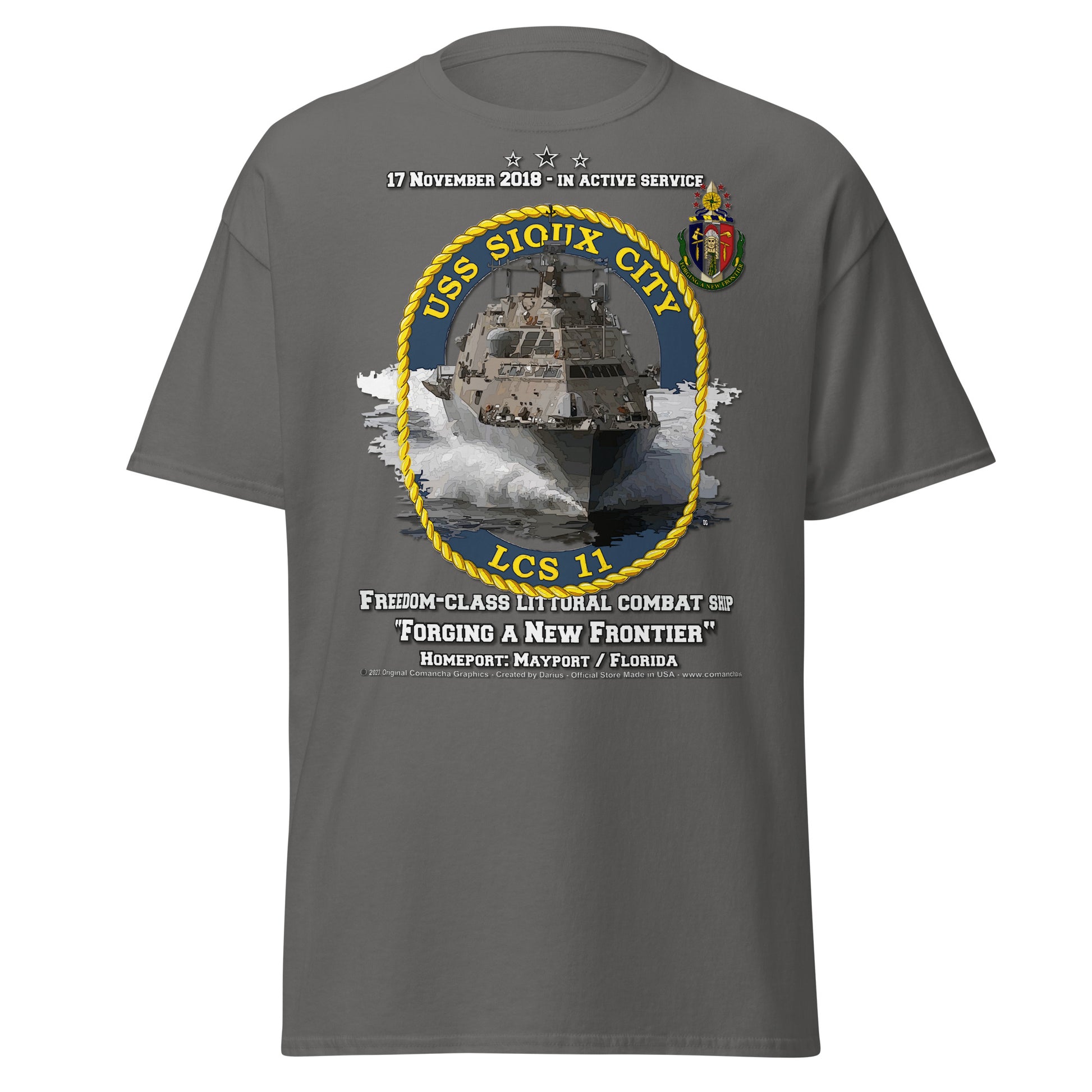 USS SIOUX CITY LCS-11 Littoral Combat Ship Veterans t-shirt, Comancha Navy Design,
