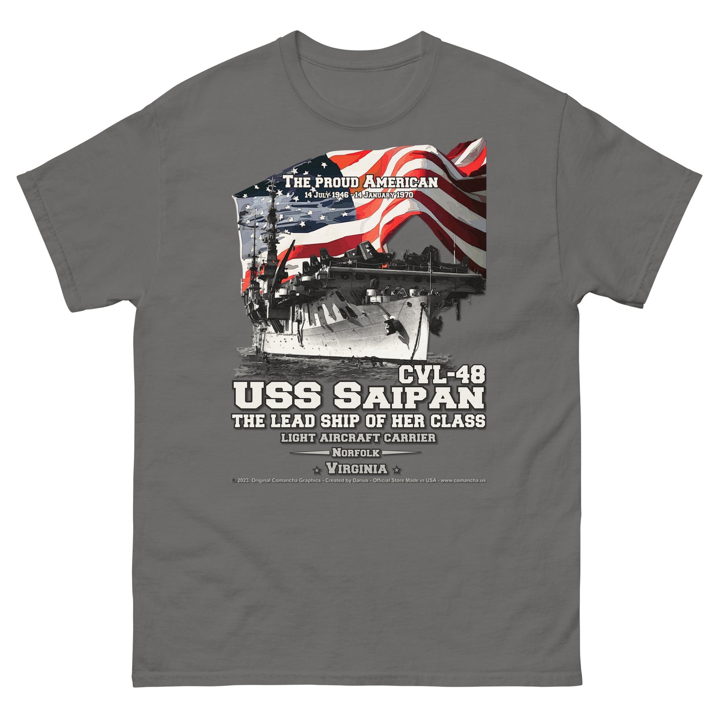 USS SAIPAN CVL-48 Light Aircraft Carrier t-shirt