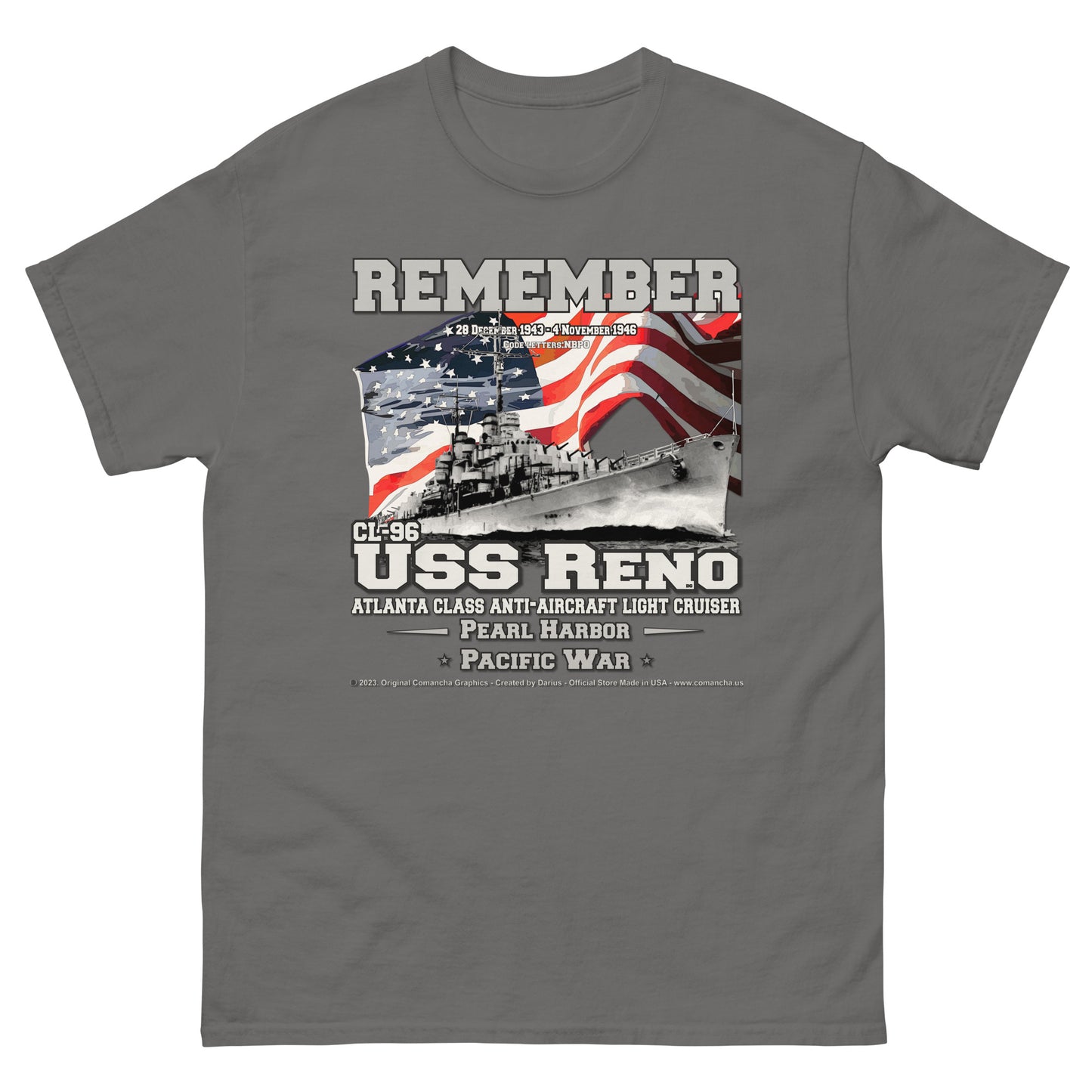 USS RENO CL-96 Anti-Aircraft Cruiser T-shirt