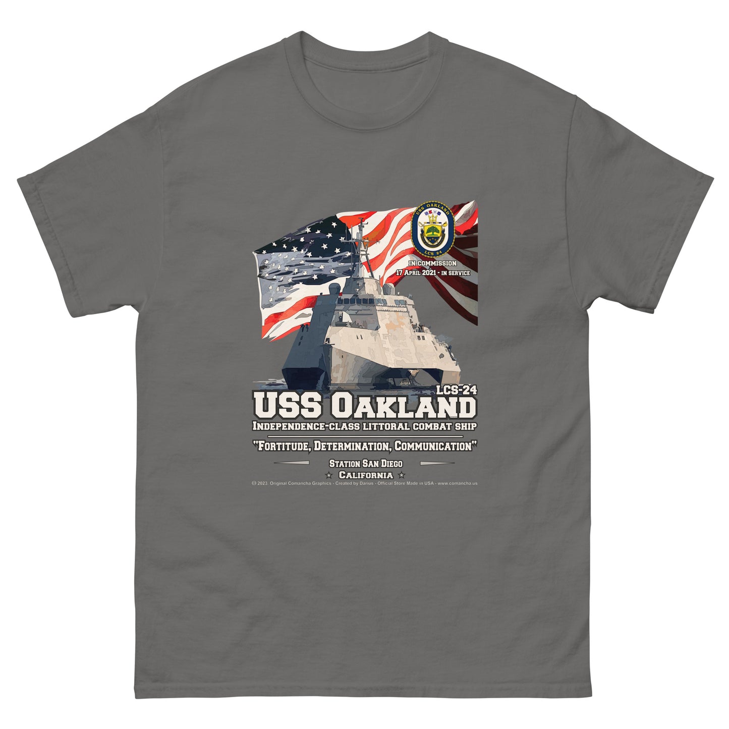 USS OAKLAND LCS-24 Littoral Comabat Ship T-shirt