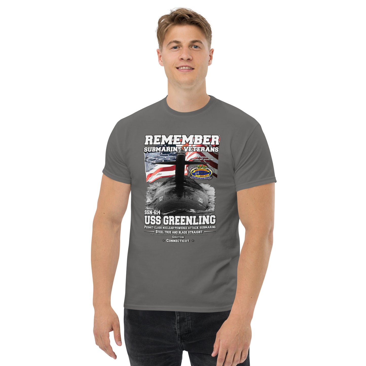 USS GREENLING SSG-614 Submarine t-shirt