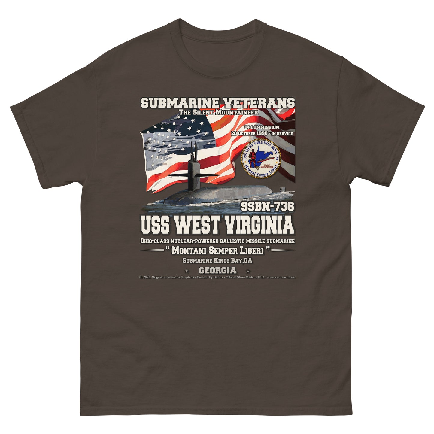USS West Virginia Submarine classic t-shirt, Comancha Military T-shirt,