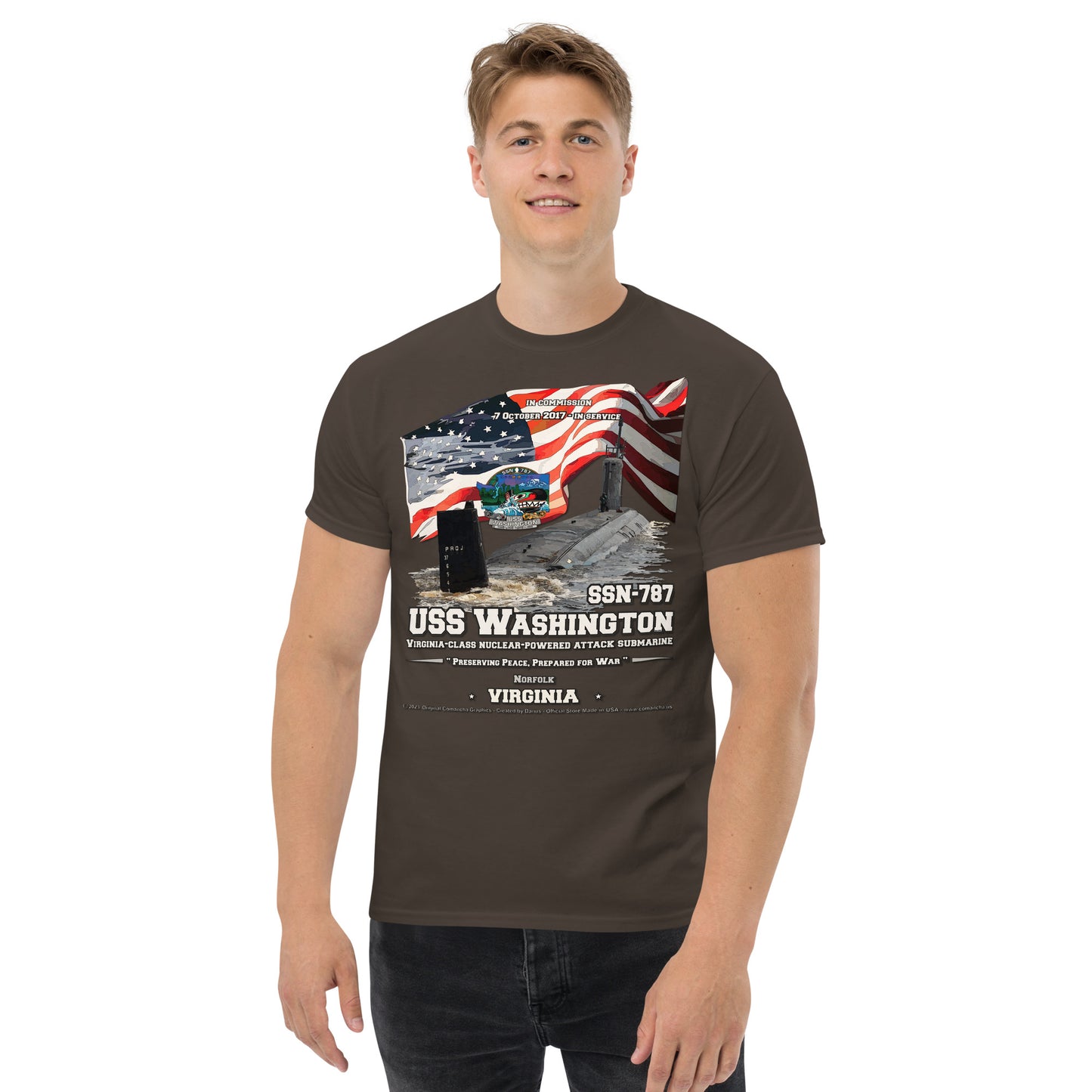 USS WASHINGTON SSN-787 Submarine T-shirt, Comancha T-shirt,