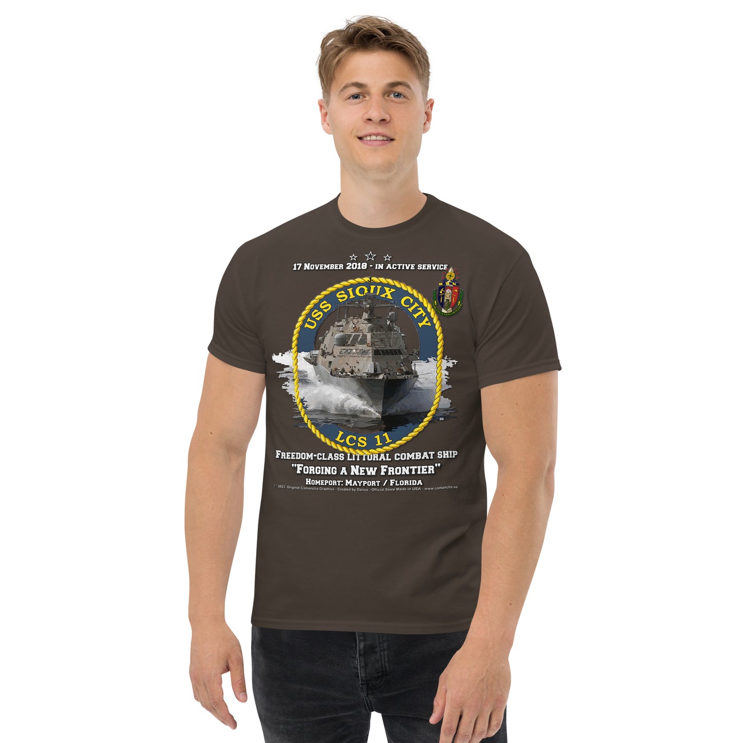 USS SIOUX CITY LCS-11 Littoral Combat Ship Veterans t-shirt, Comancha Navy Design,