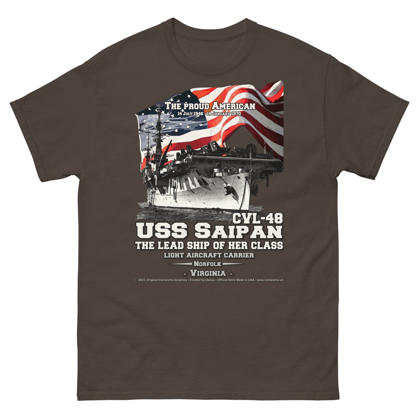 USS SAIPAN CVL-48 Light Aircraft Carrier t-shirt