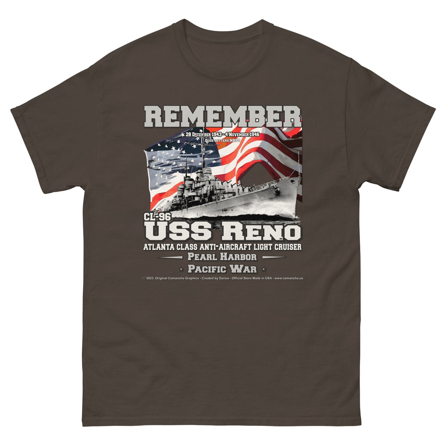 USS RENO CL-96 Anti-Aircraft Cruiser T-shirt