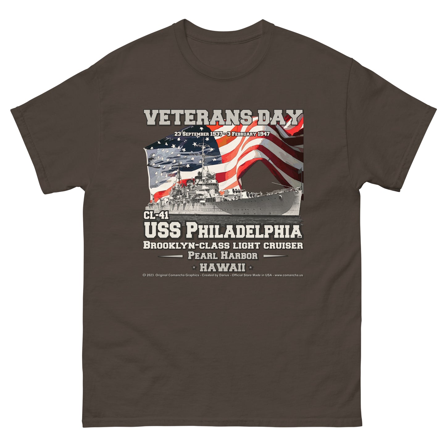 USS PHILADELPHIA CL-41 Cruiser T-Shirt