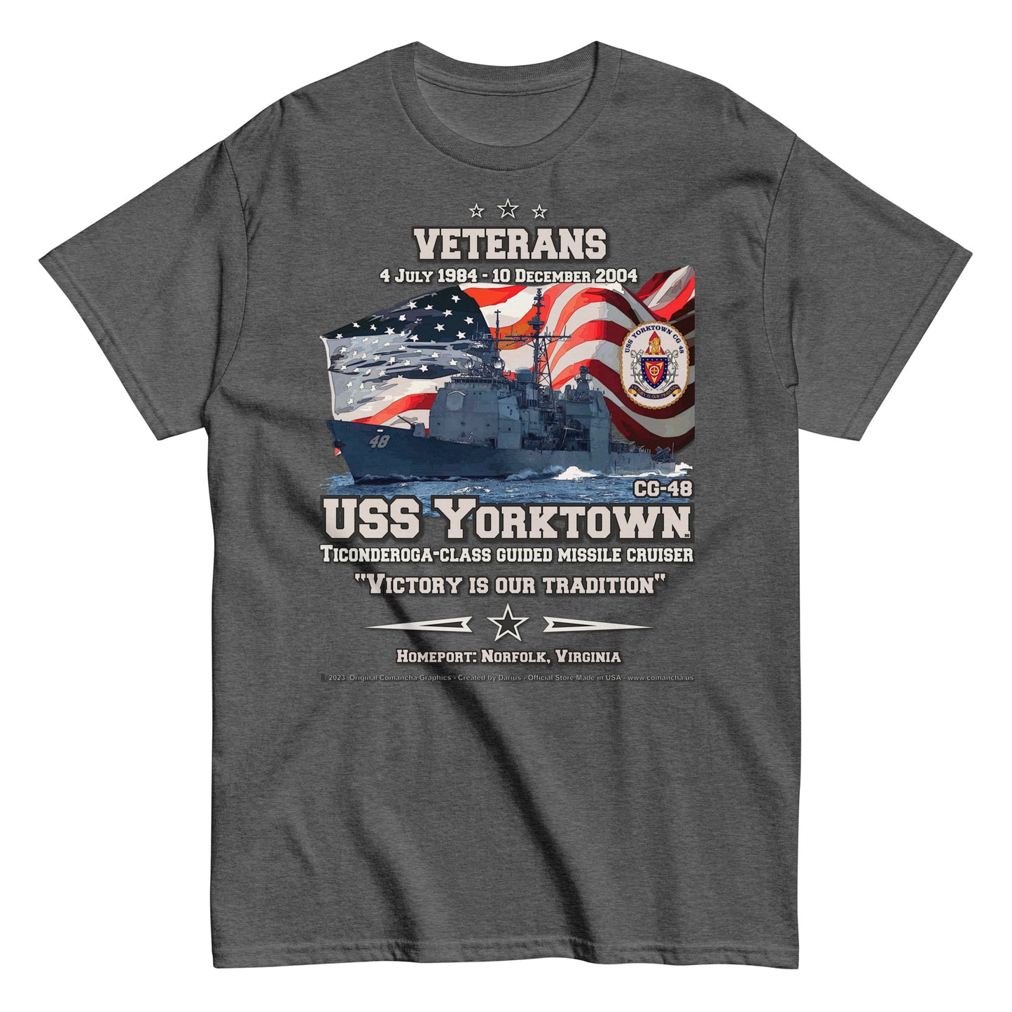 USS YORKTOWN CG-48 Missile Cruiser T-shirt, Comancha T-Shirt,
