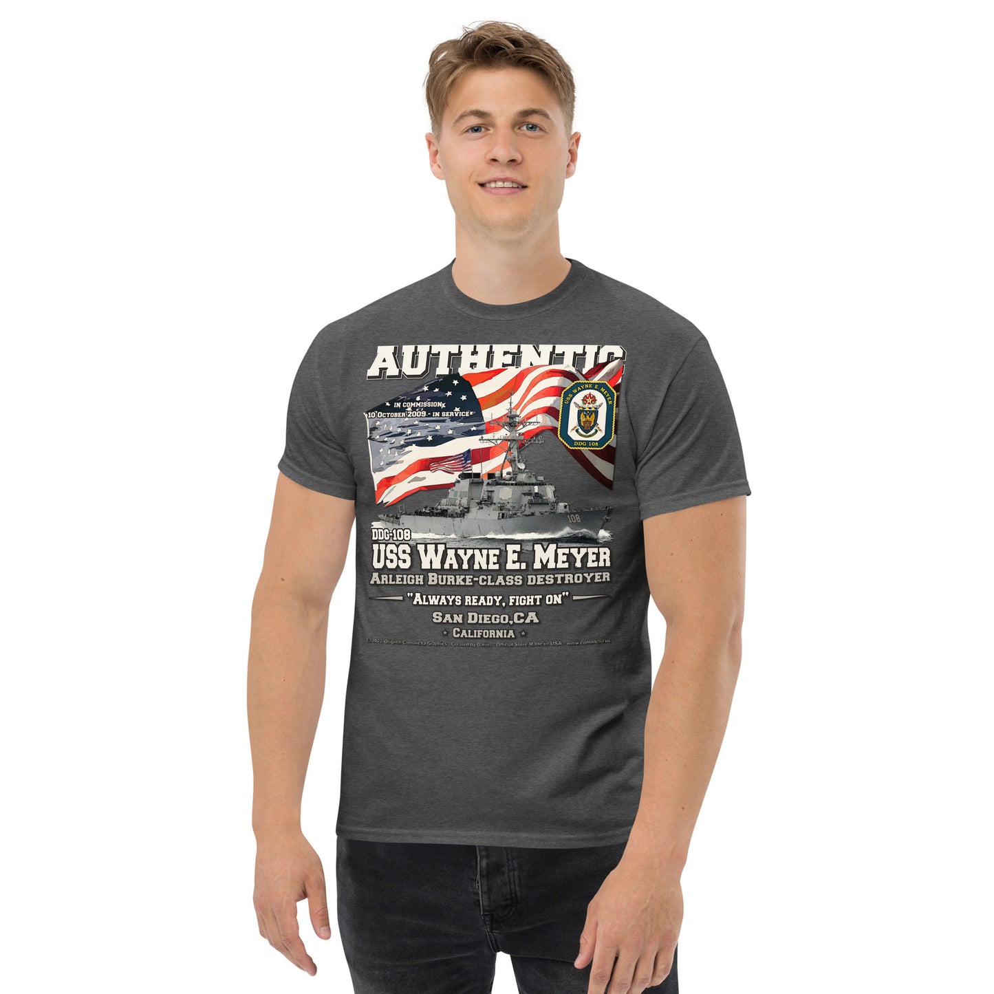 USS Wayne Meyer Destroyer classic t-shirt, Comancha Military T-shirts,